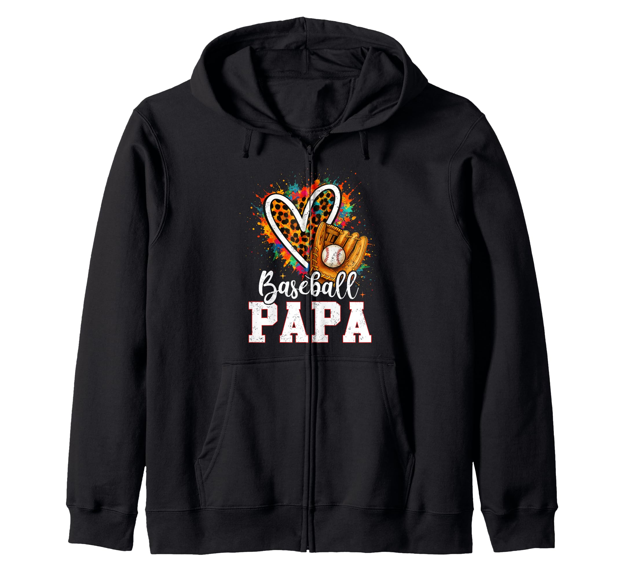 My Favorite Baseball Dad Leopard Heart Hoodie - Minimalist Print for Adults - T-Shirt, Sweatshirt, Hoodie