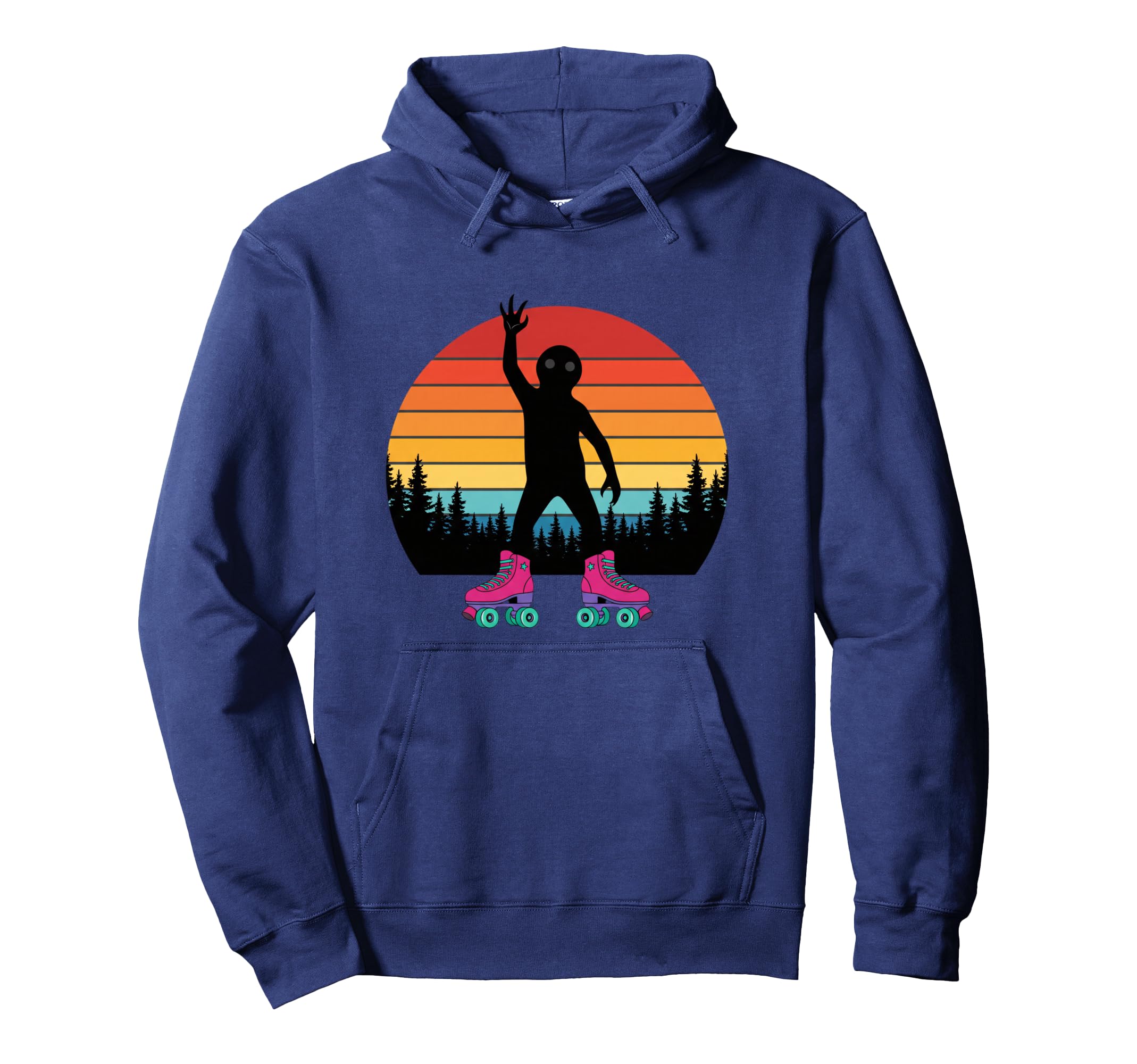 Bigfoot Roller Skates Sunset Cryptid Hoodie - Graphic Print Men Women - T-Shirt, Sweatshirt, Hoodie