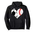 Soccer Baseball Heart Funny Soccer Hoodie - Minimalist Print for Adults - T-Shirt, Sweatshirt, Hoodie