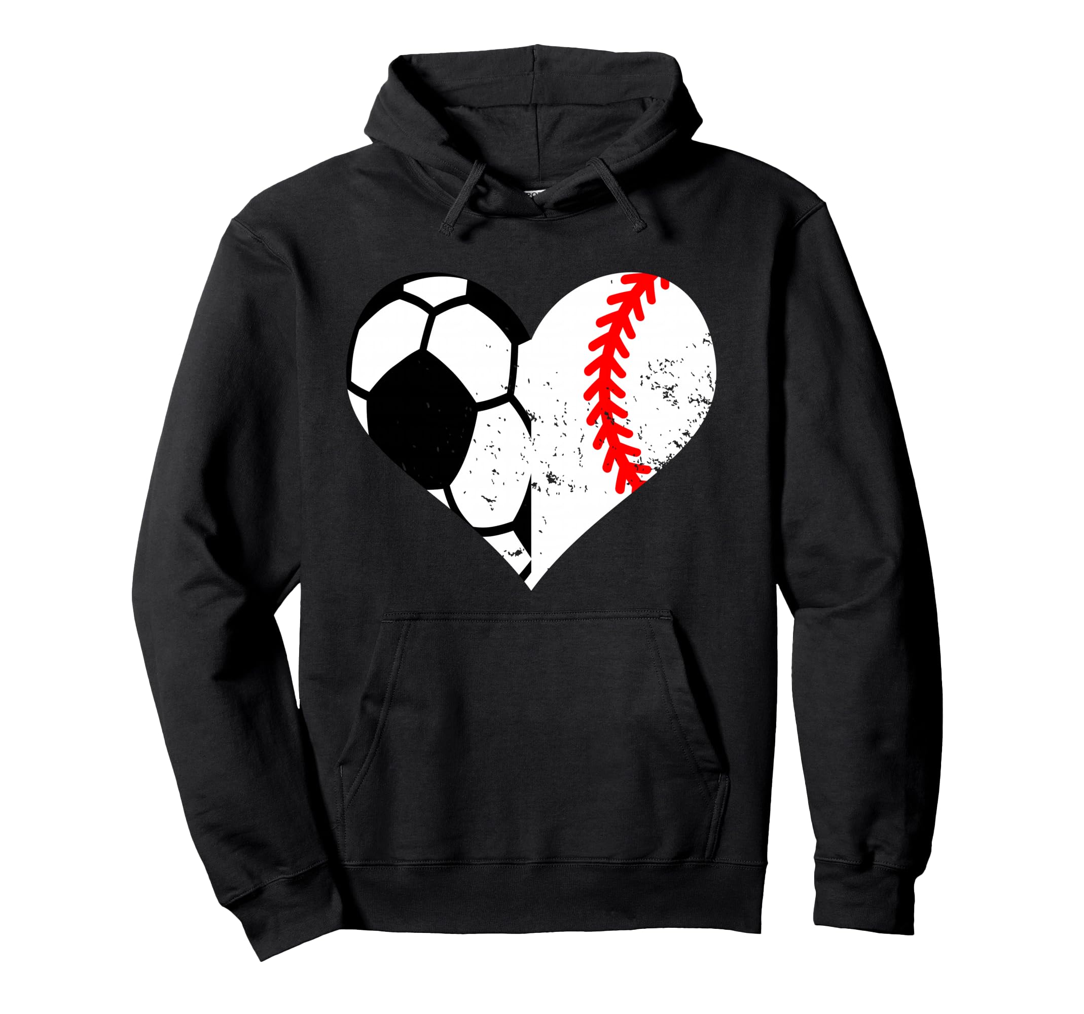 Soccer Baseball Heart Funny Soccer Hoodie - Minimalist Print for Adults - T-Shirt, Sweatshirt, Hoodie