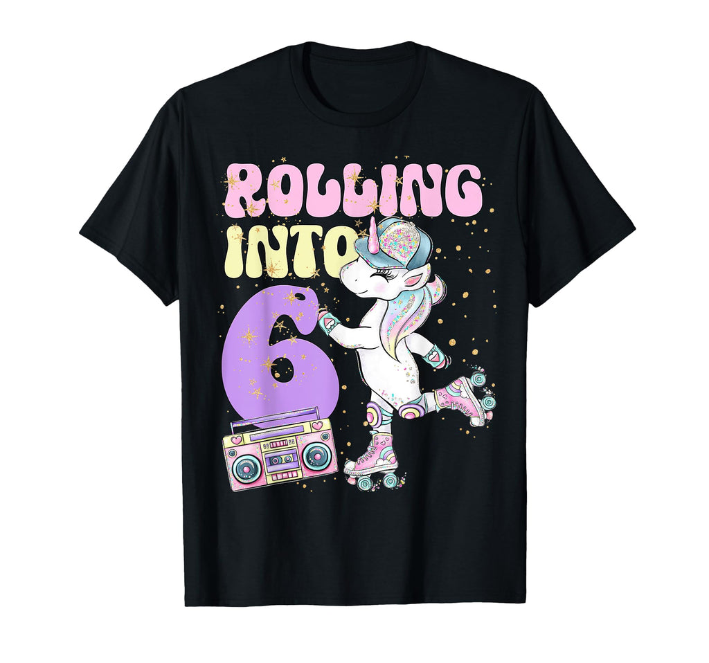 6Th Birthday Roller Skate Party T-Shirt - Minimalist Print Men Women - T-Shirt, Sweatshirt, Hoodie