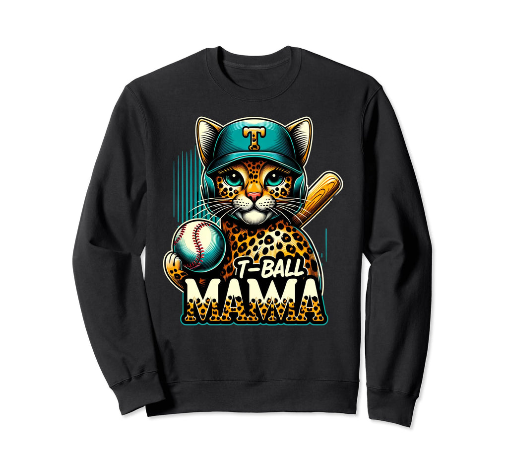 Teeball Mom Leopard T Ball Mom Sweatshirt - Novelty Apparel for Adults - T-Shirt, Sweatshirt, Hoodie