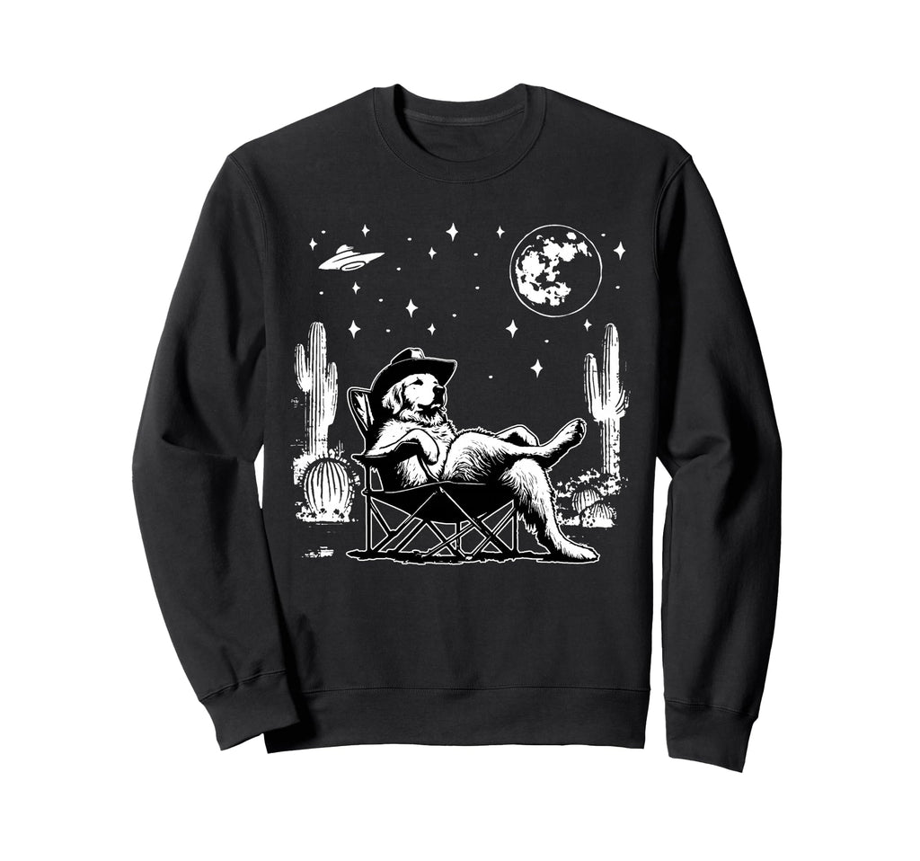 Golden Retriever Ufo 90S Western Sweatshirt - Trendy Graphic Men Women - T-Shirt, Sweatshirt, Hoodie