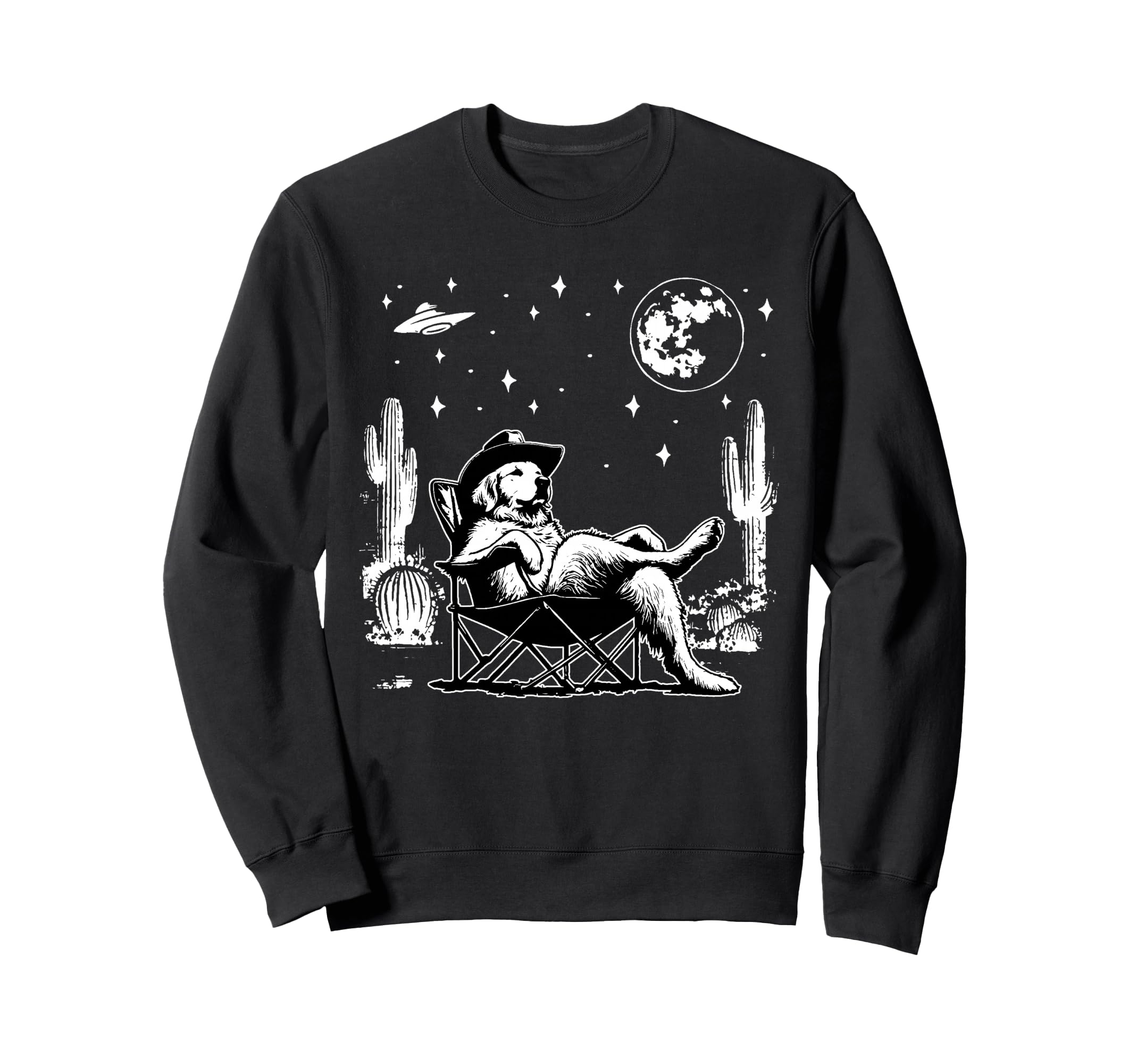 Golden Retriever Ufo 90S Western Sweatshirt - Trendy Graphic Men Women - T-Shirt, Sweatshirt, Hoodie