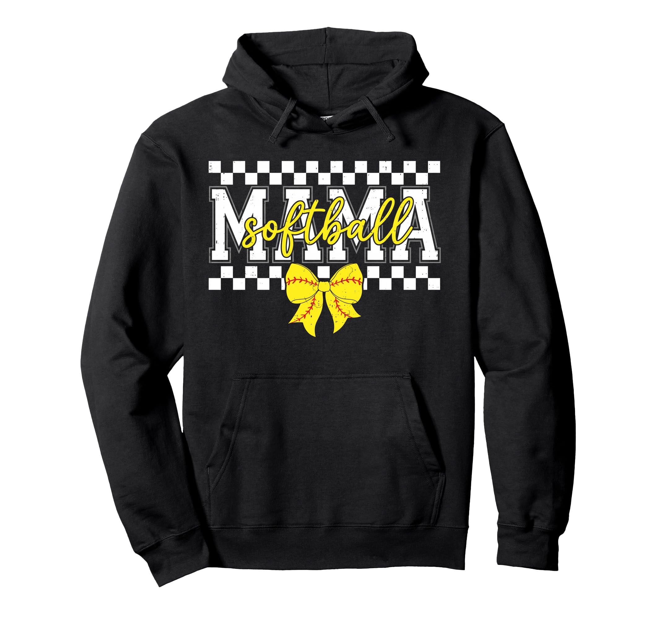 Checkered Softball Mama Cheer Mom Hoodie - Unique Graphic for Adults - T-Shirt, Sweatshirt, Hoodie
