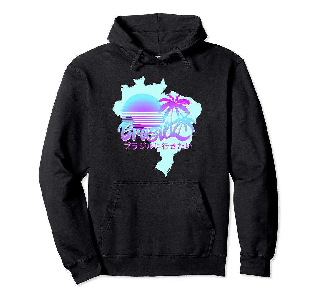 Aesthetic Brazil Vaporwave Brazilian Hoodie - Aesthetic Graphic for Adults - T-Shirt, Sweatshirt, Hoodie