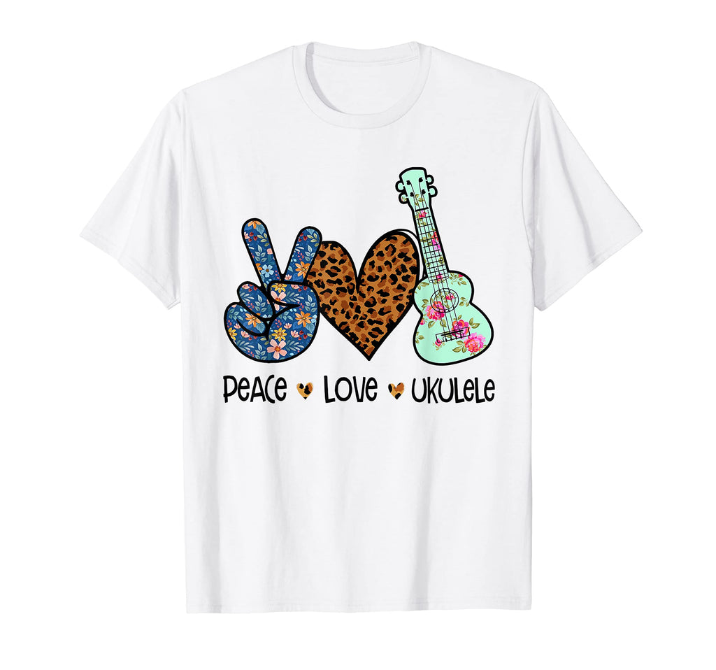 Peace Love Ukulele Leopard T-Shirt - Streetwear Style for Adults - T-Shirt, Sweatshirt, Hoodie