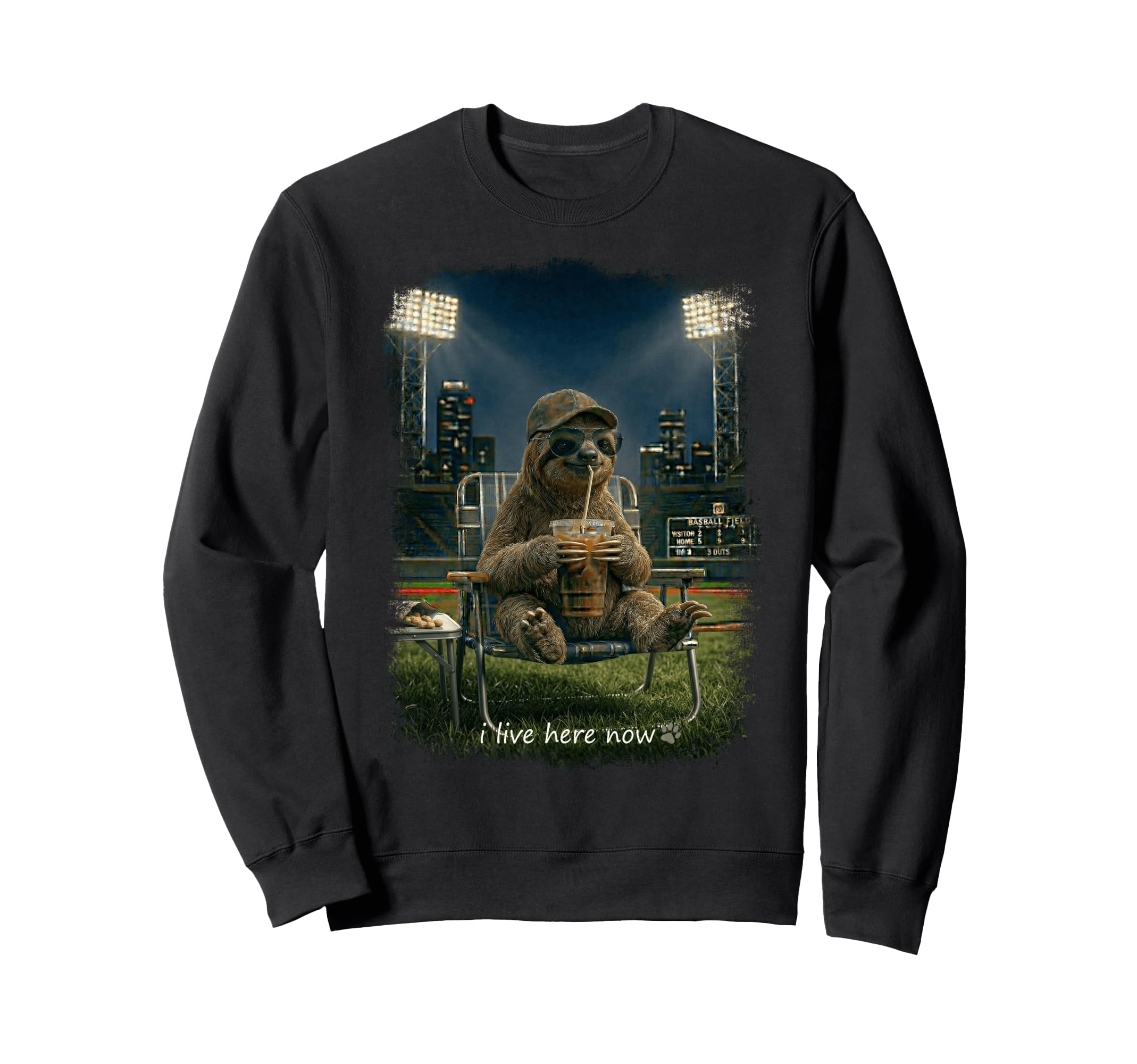 Funny Sloth Ballfield Baseball Field Sweatshirt - Aesthetic Graphic Unisex - T-Shirt, Sweatshirt, Hoodie