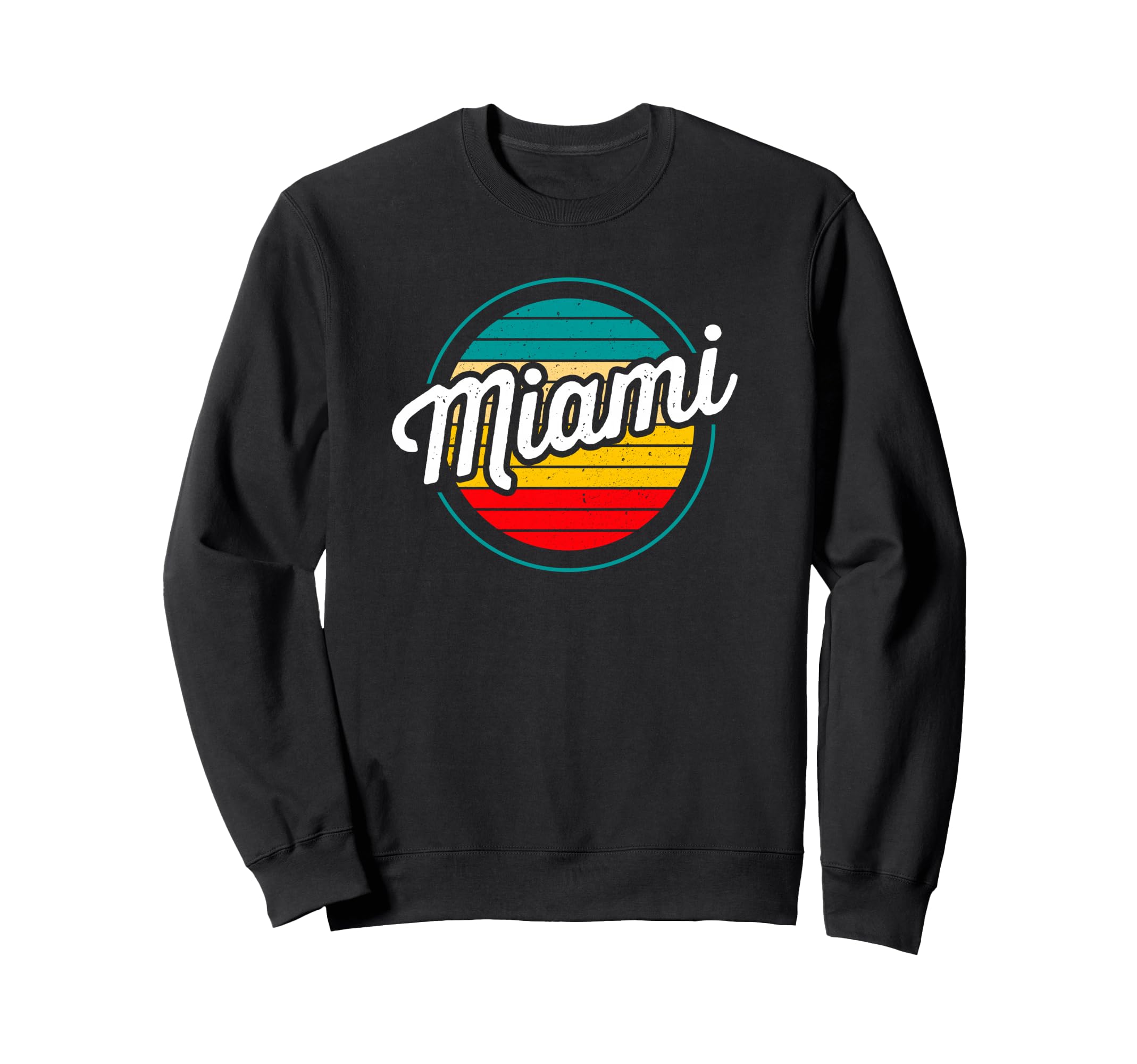 Miami Florida Sunset Distressed Sweatshirt - Unique Graphic for Adults - T-Shirt, Sweatshirt, Hoodie