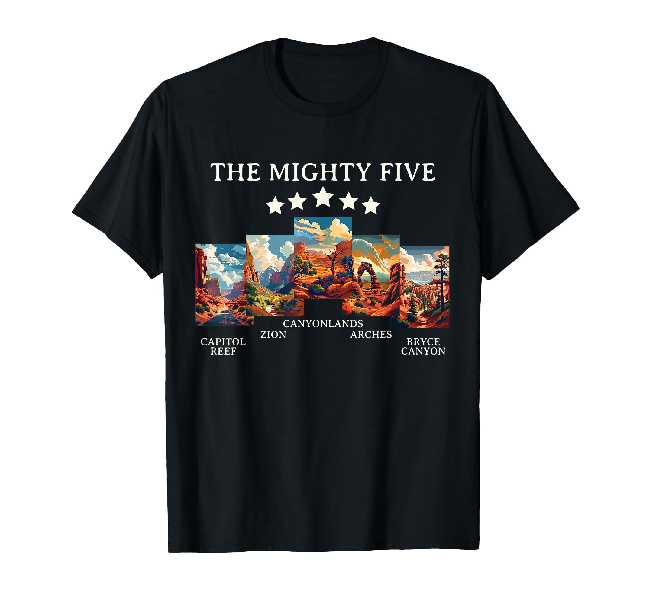Moab Utah Souvenir Big 5 Mighty Five T-Shirt - Custom Art Print Unisex - T-Shirt, Sweatshirt, Hoodie