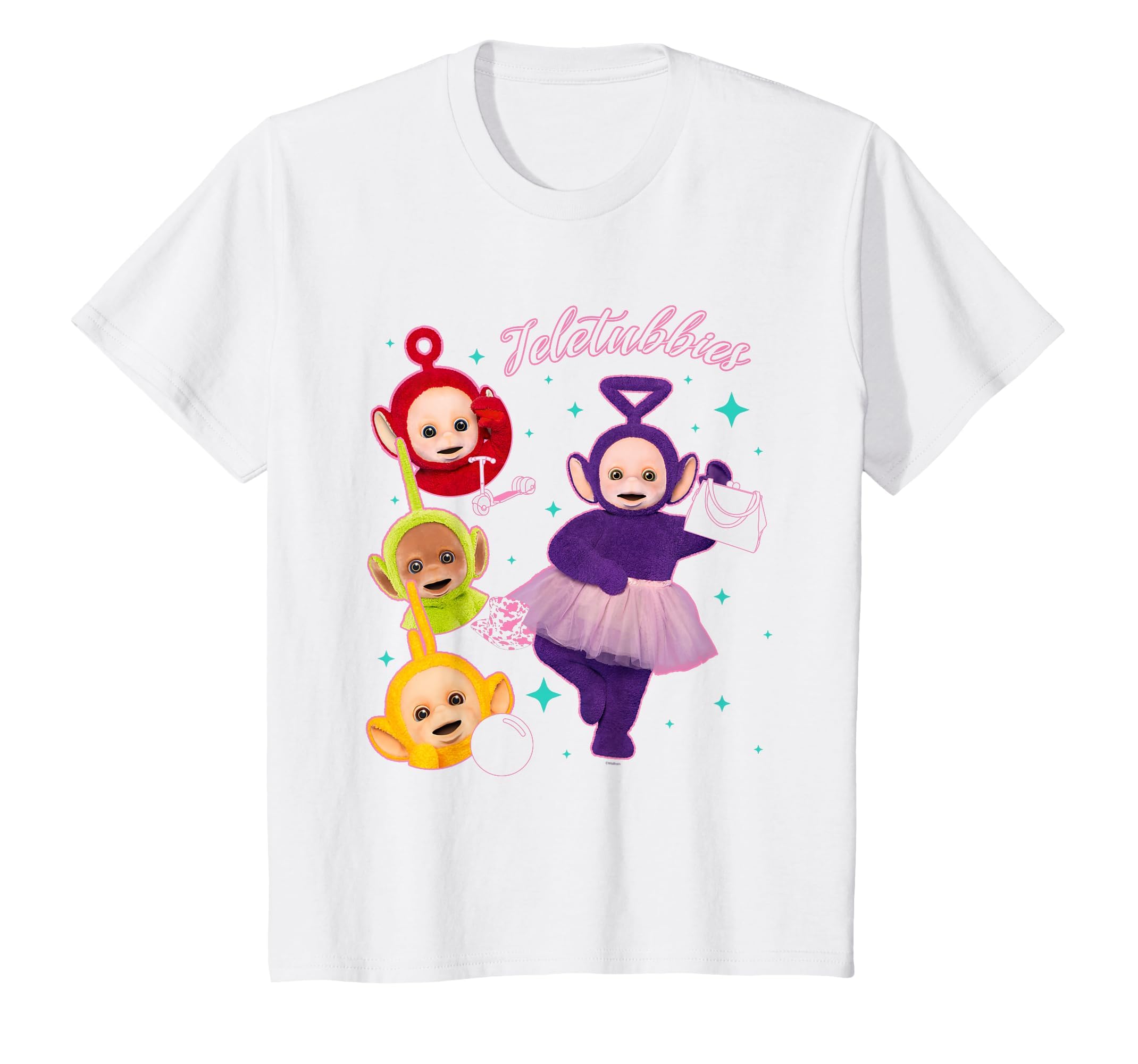 Teletubbies Tinky Winky Group Sparkle T-Shirt - Unique Graphic for Adults - T-Shirt, Sweatshirt, Hoodie