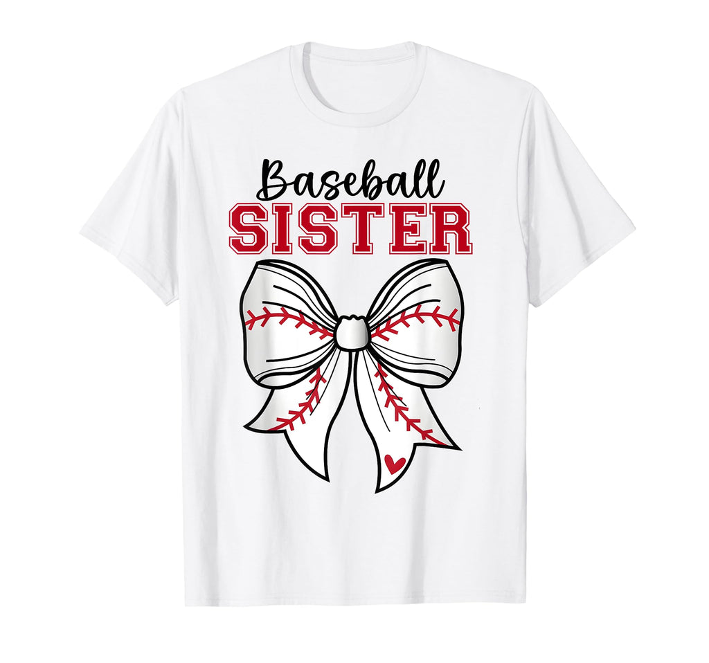 Baseball Sister Coquette Bow Game Day T-Shirt - Custom Art Print Unisex - T-Shirt, Sweatshirt, Hoodie