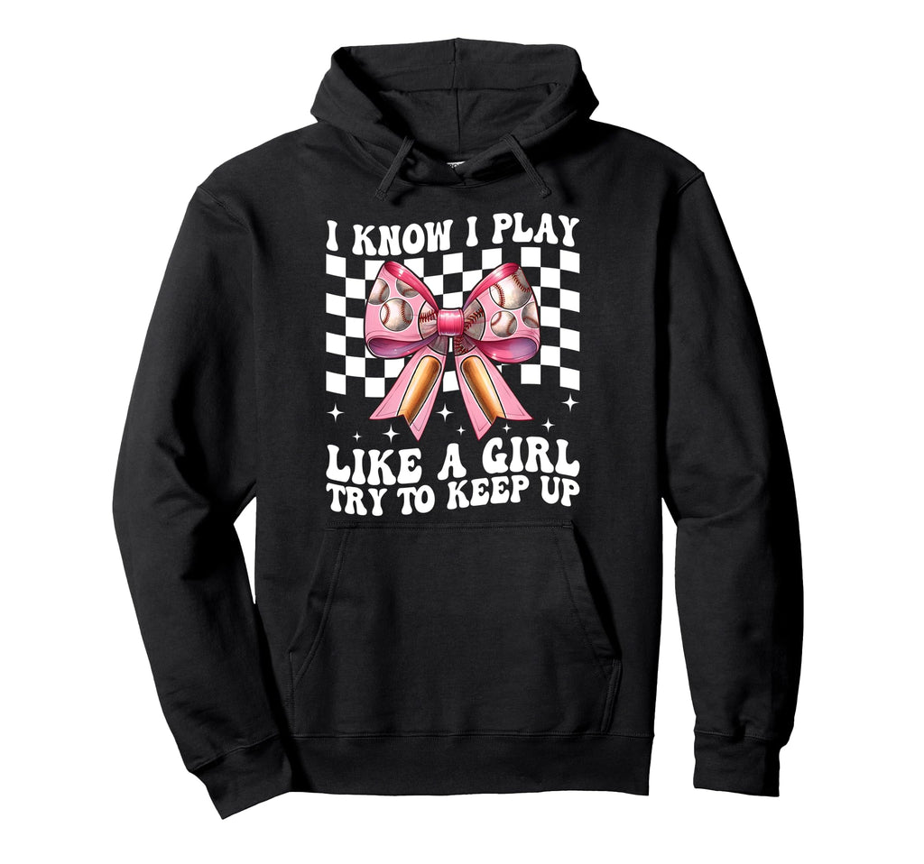 Baseball Mom Mama Coquette I Know I Play Hoodie - Minimalist Print Unisex - T-Shirt, Sweatshirt, Hoodie