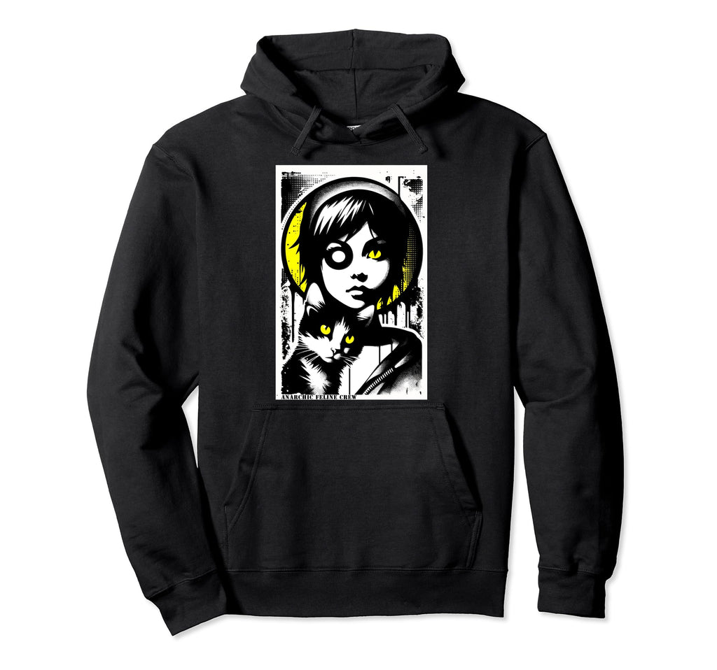 Punk And Cat Graffiti Grunge 90S Distressed Hoodie - Graphic Print Unisex - T-Shirt, Sweatshirt, Hoodie