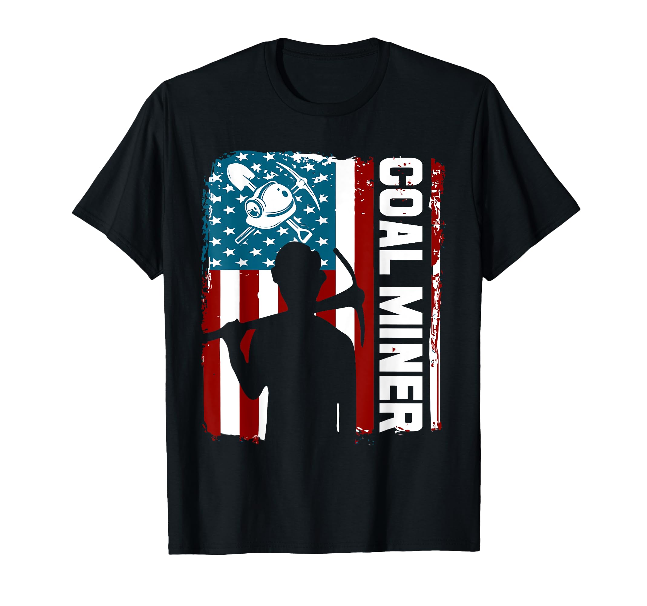 Distressed American Flag Coal Miner T-Shirt - Unique Graphic for Adults - T-Shirt, Sweatshirt, Hoodie