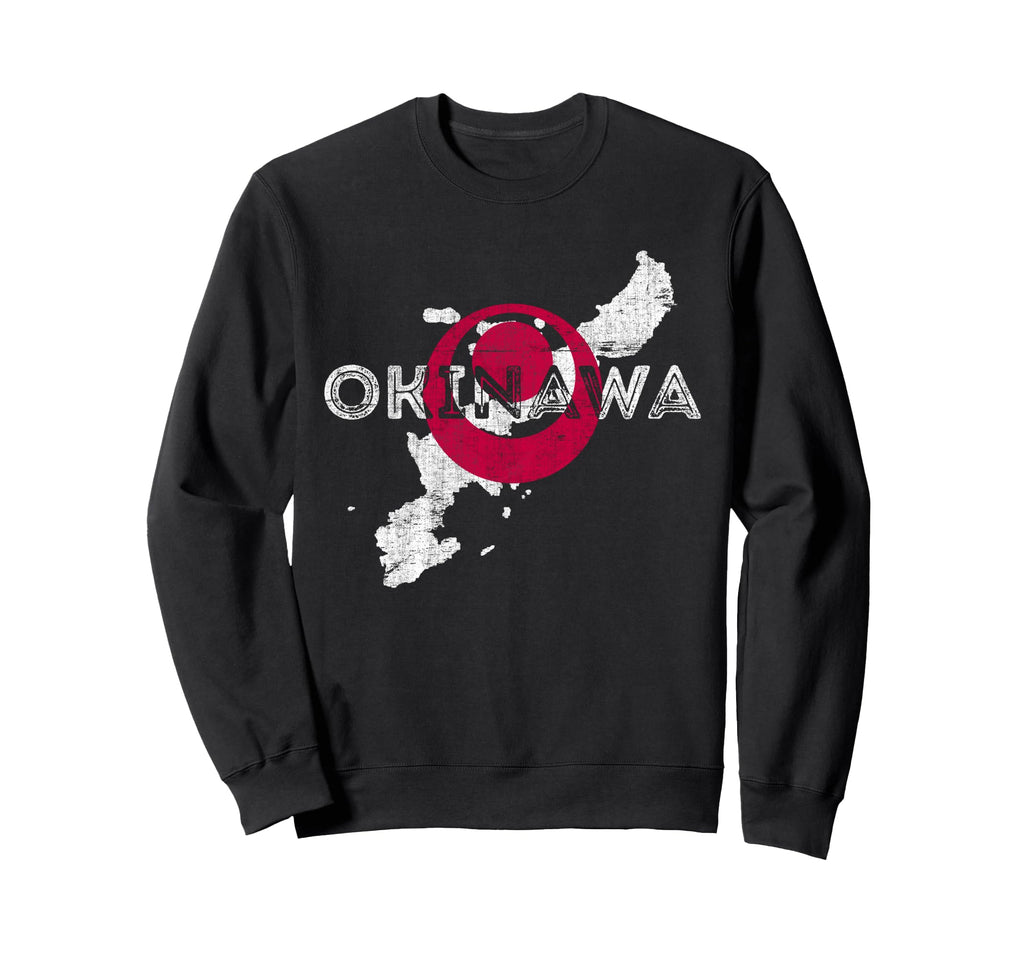 Okinawa Map And Flag Distressed Japan Sweatshirt - Novelty Apparel Unisex - T-Shirt, Sweatshirt, Hoodie