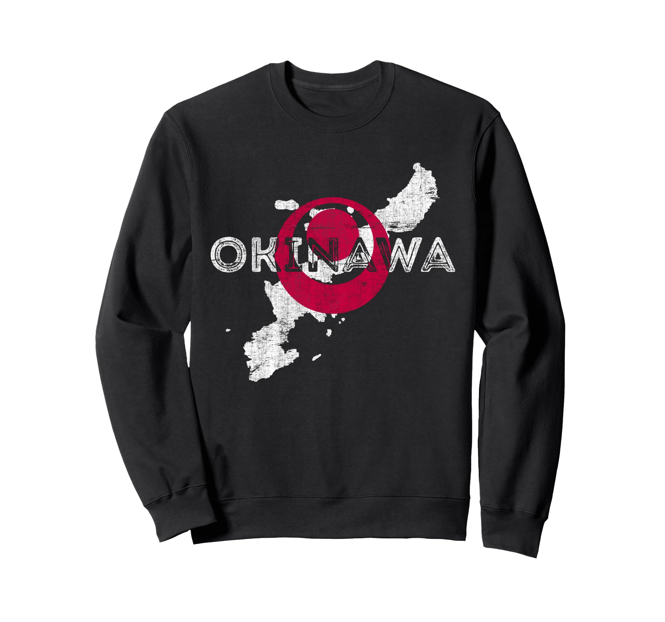 Okinawa Map And Flag Distressed Japan Sweatshirt - Novelty Apparel Unisex - T-Shirt, Sweatshirt, Hoodie
