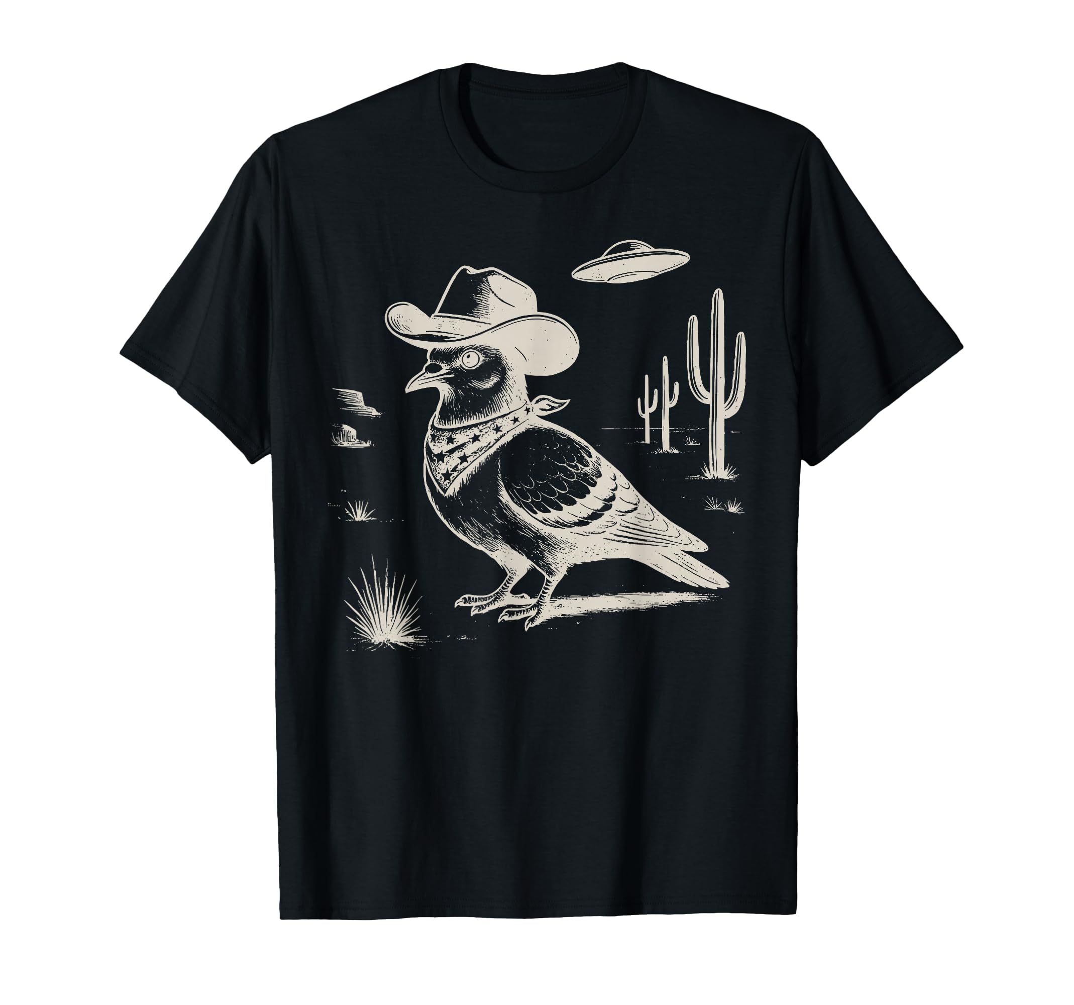 Pigeon Cowboy Hat Western Country Ufo T-Shirt - Custom Art Print Unisex - T-Shirt, Sweatshirt, Hoodie