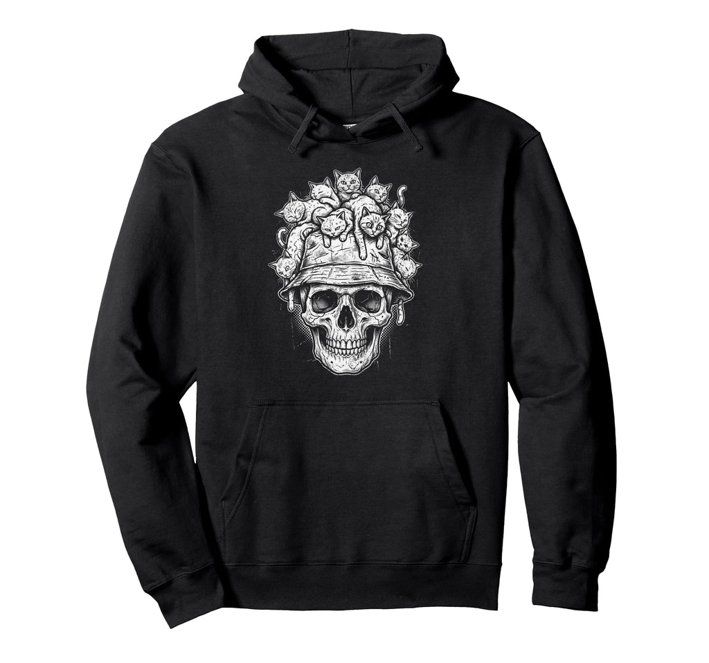 Skull Cat Skeleton Kitty Kitten Hoodie - Minimalist Print for Adults - T-Shirt, Sweatshirt, Hoodie