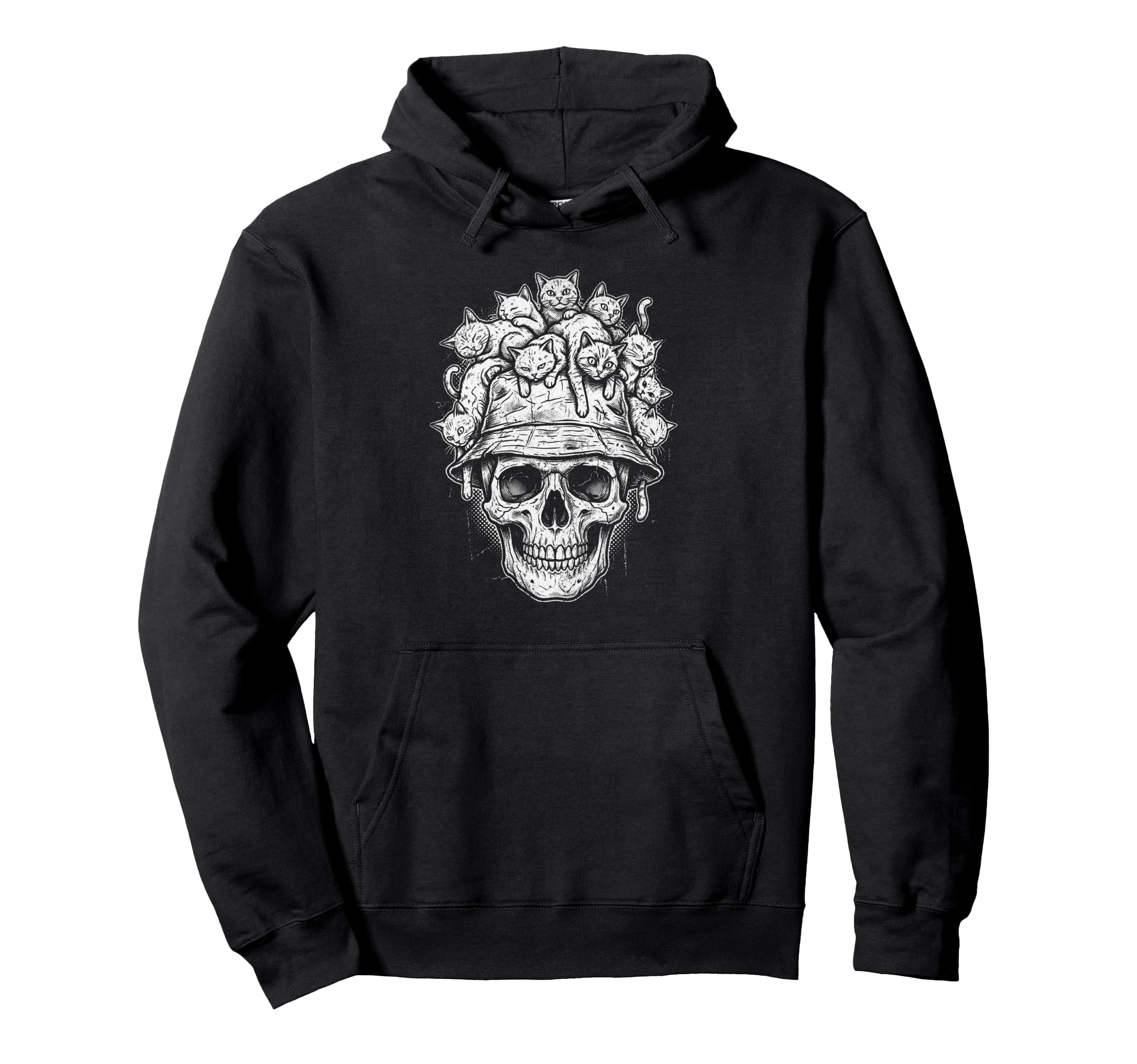 Skull Cat Skeleton Kitty Kitten Hoodie - Minimalist Print for Adults - T-Shirt, Sweatshirt, Hoodie