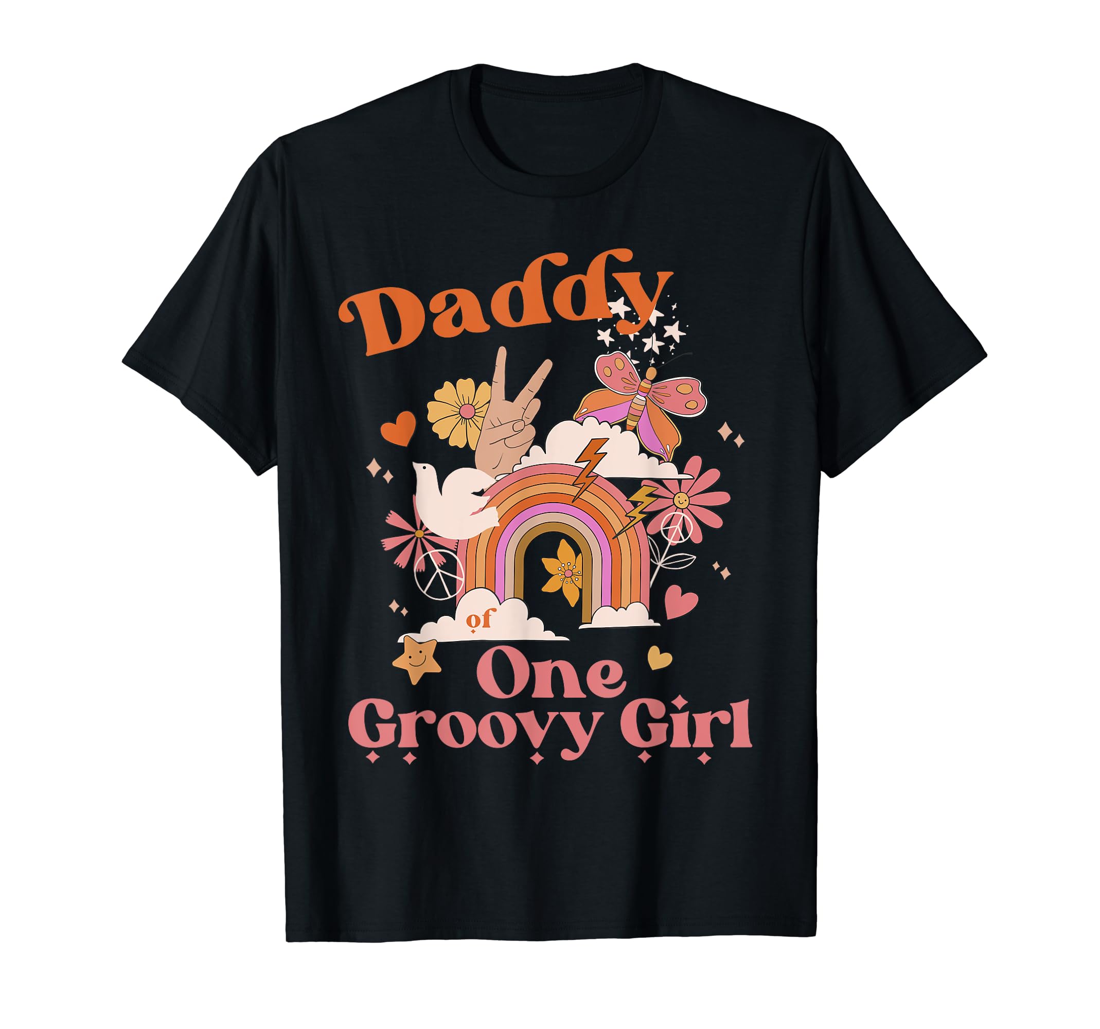 Daddy One Groovy Boho Hippie Rainbow T-Shirt - Unique Graphic for Adults - T-Shirt, Sweatshirt, Hoodie