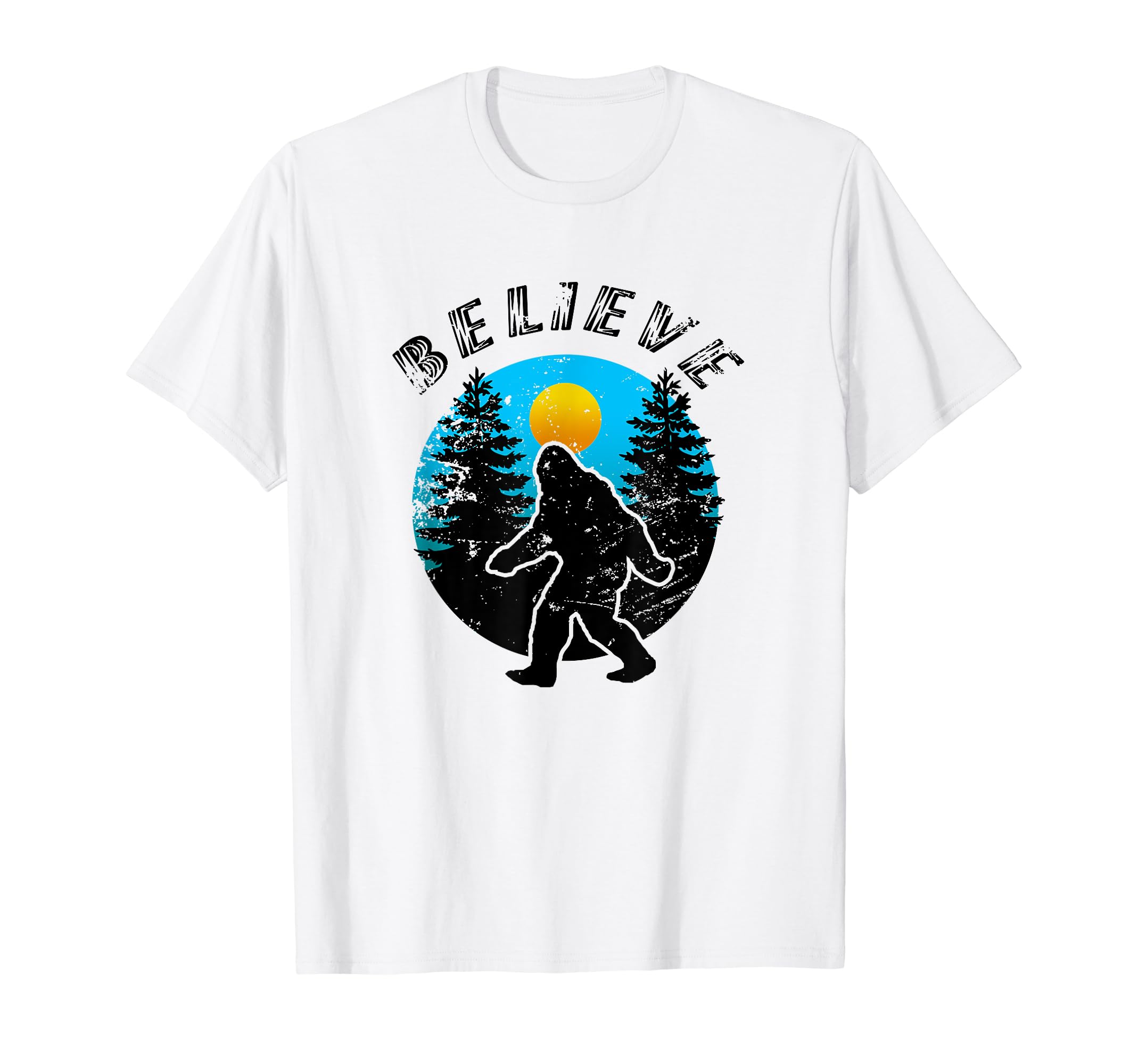 Distressed Believe Bigfoot Sasqua T-Shirt - Casual Everyday Wear Unisex - T-Shirt, Sweatshirt, Hoodie
