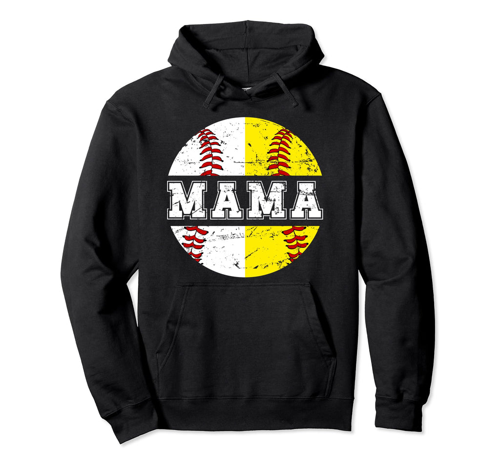 Mama Softball Baseball Mom Hoodie - Casual Everyday Wear Men Women - T-Shirt, Sweatshirt, Hoodie