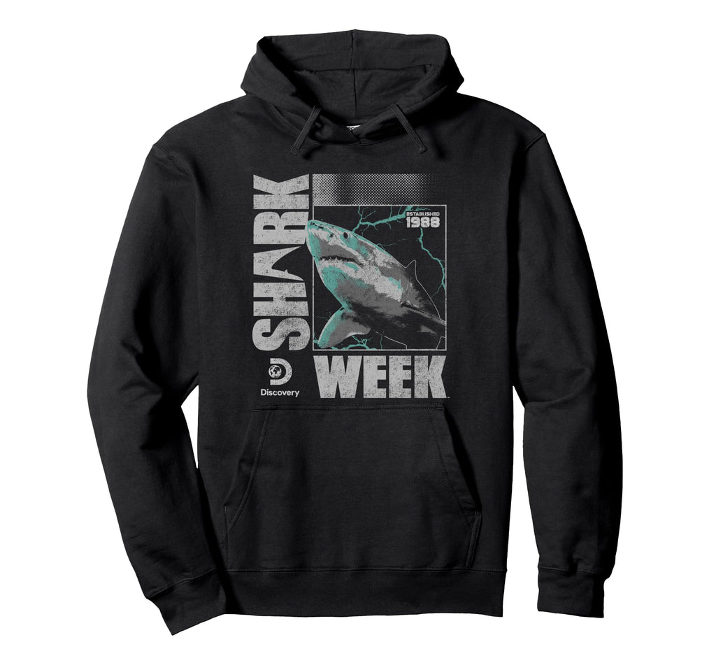 Shark Week Neon Lightning Glitch Hoodie - Casual Everyday Wear Unisex - T-Shirt, Sweatshirt, Hoodie