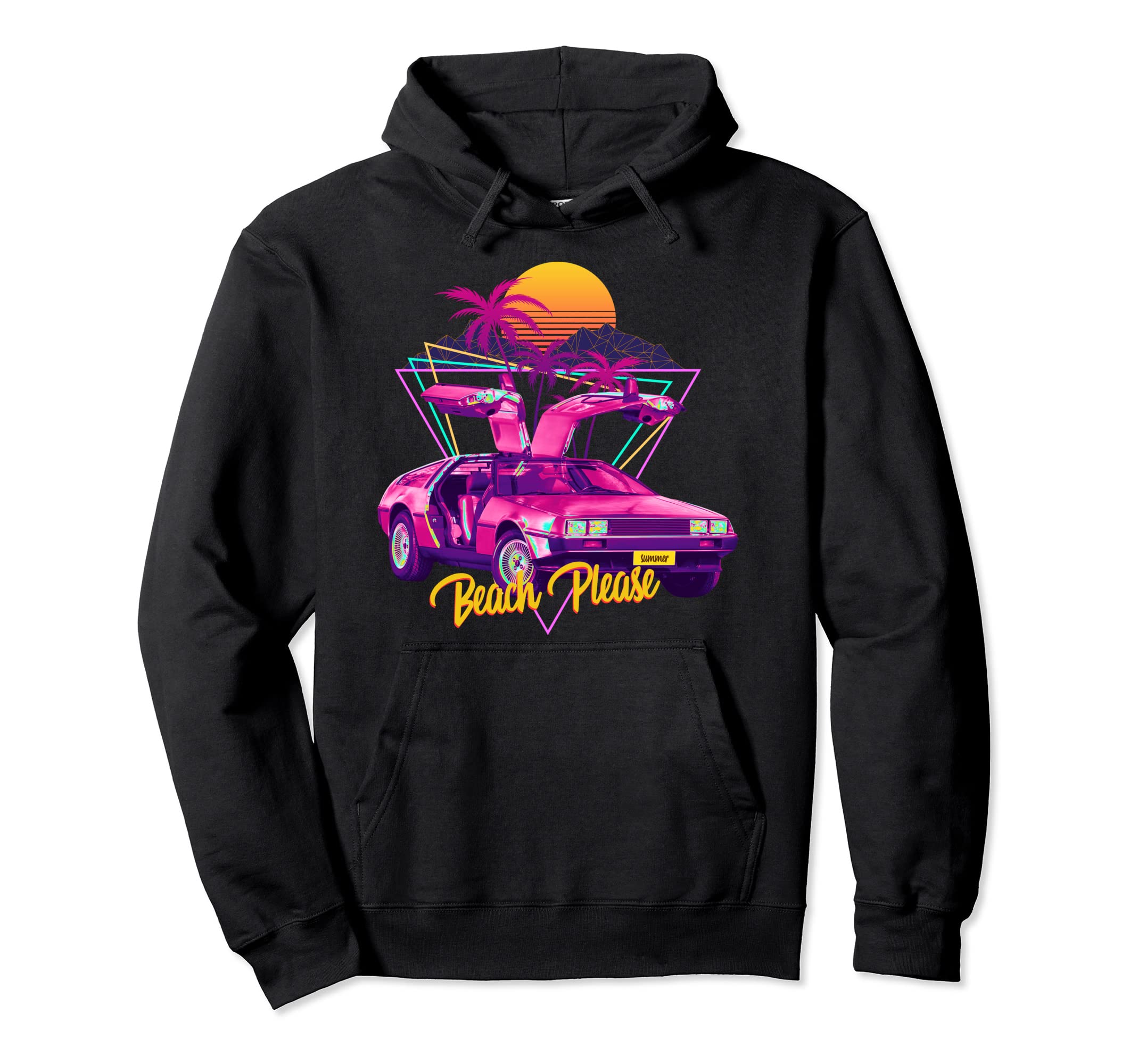 Beach Please Futuristic Car Sunset Hoodie - Novelty Apparel Unisex - T-Shirt, Sweatshirt, Hoodie