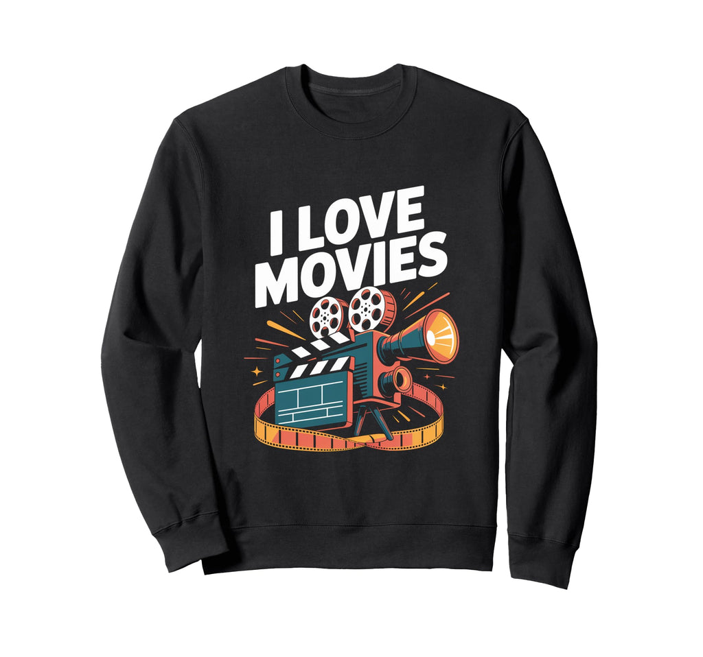 I Love Movies Camera Enthusiast Sweatshirt - Trendy Graphic Unisex - T-Shirt, Sweatshirt, Hoodie