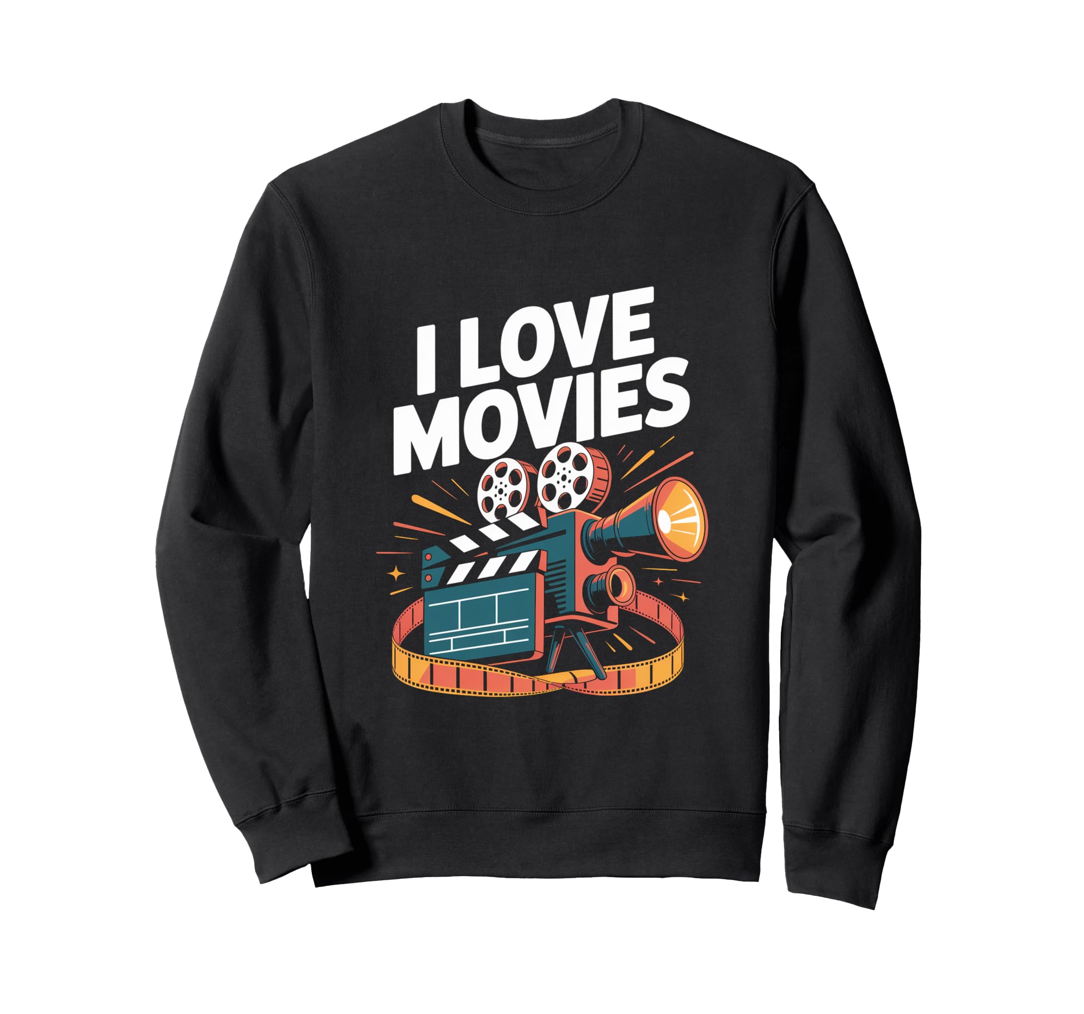 I Love Movies Camera Enthusiast Sweatshirt - Trendy Graphic Unisex - T-Shirt, Sweatshirt, Hoodie