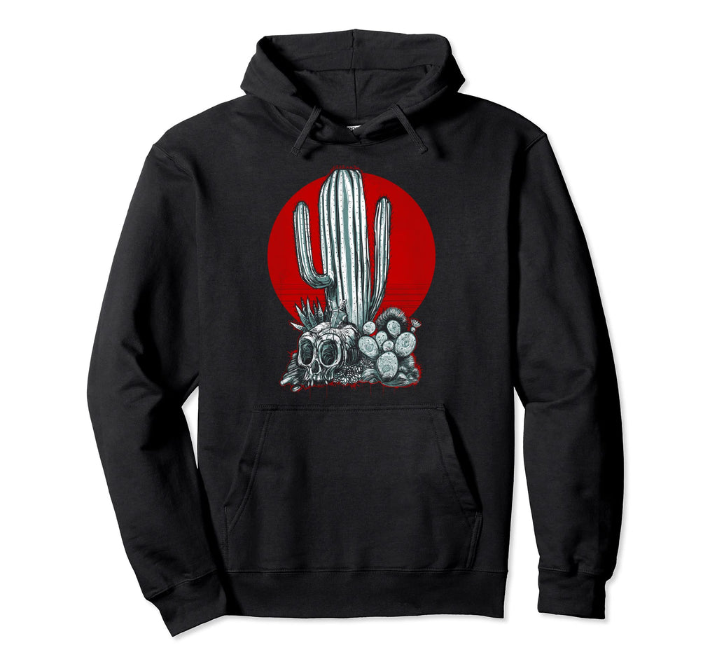 Skull Cactus Distressed Hoodie - Custom Art Print Unisex - T-Shirt, Sweatshirt, Hoodie