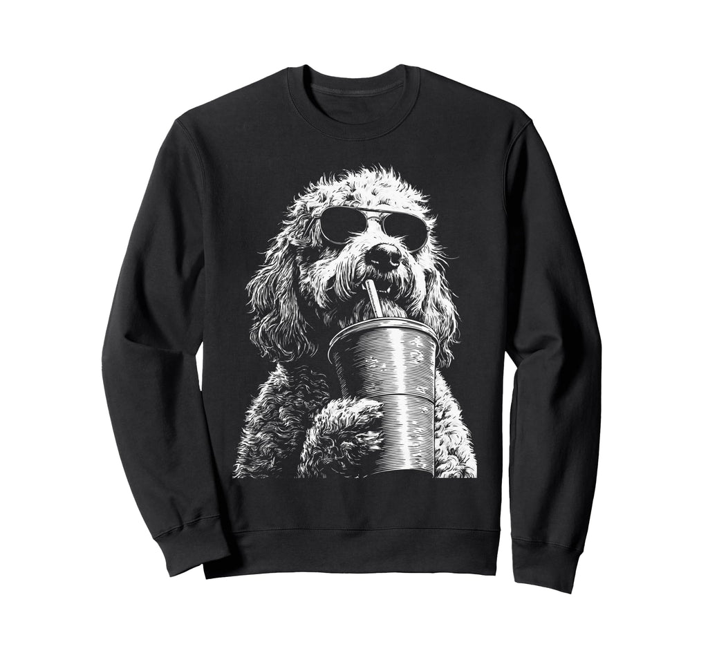 Goldendoodle Drinking Iced Coffee Sweatshirt - Streetwear Style for Adults - T-Shirt, Sweatshirt, Hoodie