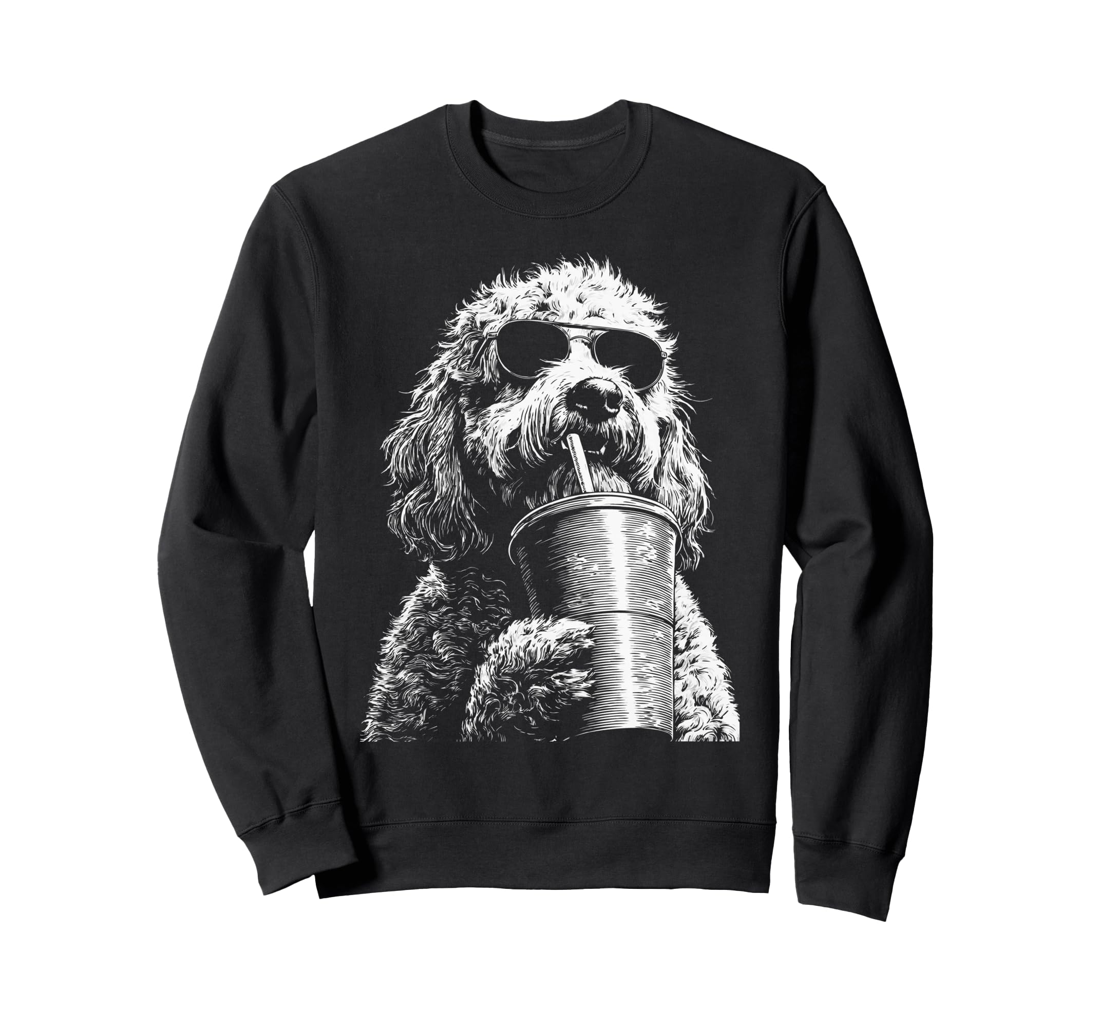 Goldendoodle Drinking Iced Coffee Sweatshirt - Streetwear Style for Adults - T-Shirt, Sweatshirt, Hoodie