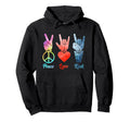 Peace Love Rock Roll Peace Loving Hoodie - Unique Graphic Men Women - T-Shirt, Sweatshirt, Hoodie