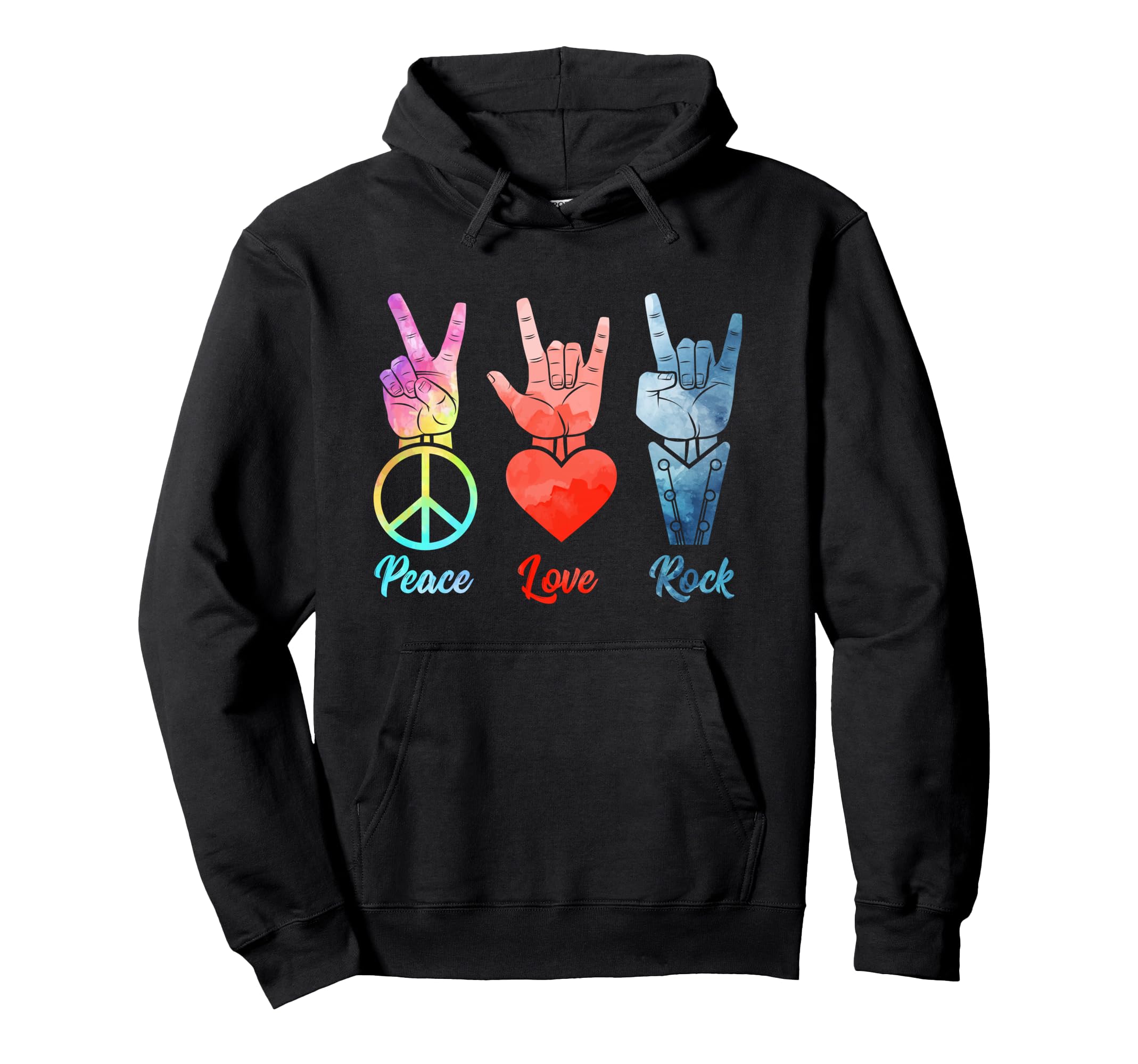 Peace Love Rock Roll Peace Loving Hoodie - Unique Graphic Men Women - T-Shirt, Sweatshirt, Hoodie