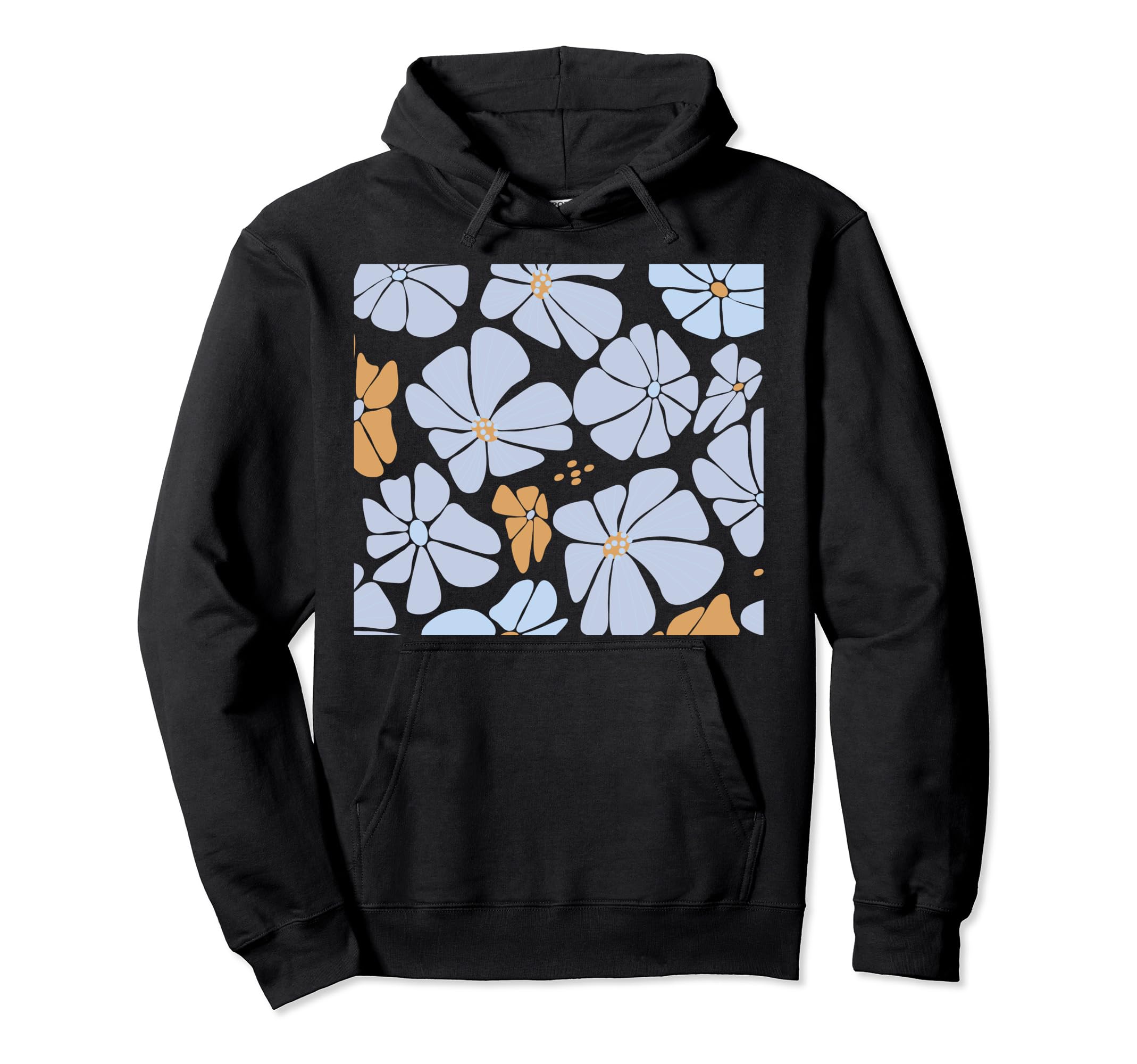 Abstract Floral Blue Pattern Hoodie - Fun Novelty Design Men Women - T-Shirt, Sweatshirt, Hoodie