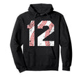 Baseball 12 Jersey Number Hoodie - Trendy Graphic Unisex - T-Shirt, Sweatshirt, Hoodie