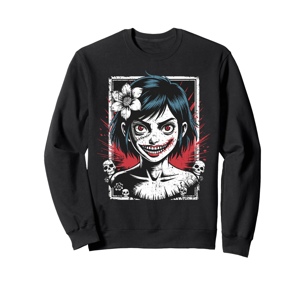 Horror Anime Goth Creepy Sweatshirt - Fun Novelty Design for Adults - T-Shirt, Sweatshirt, Hoodie