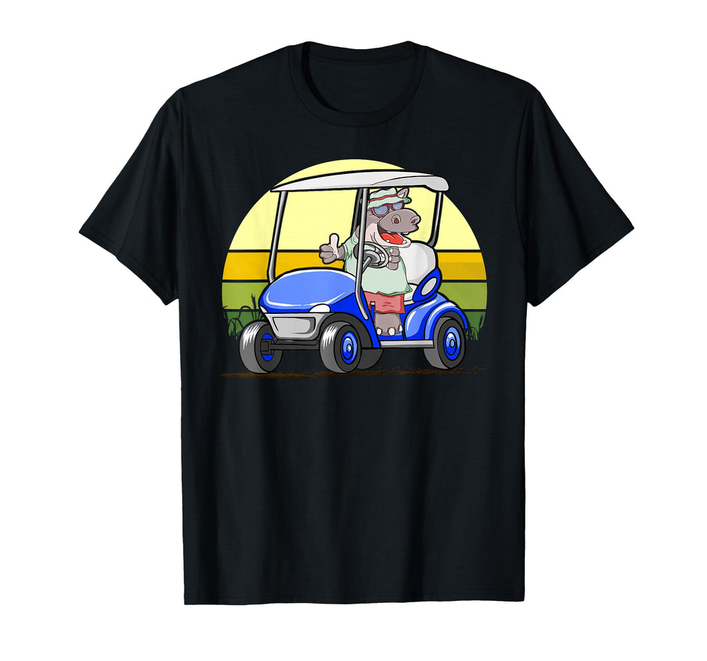 Funny Friendly Hippo Blue Golf Cart T-Shirt - Aesthetic Graphic Men Women - T-Shirt, Sweatshirt, Hoodie