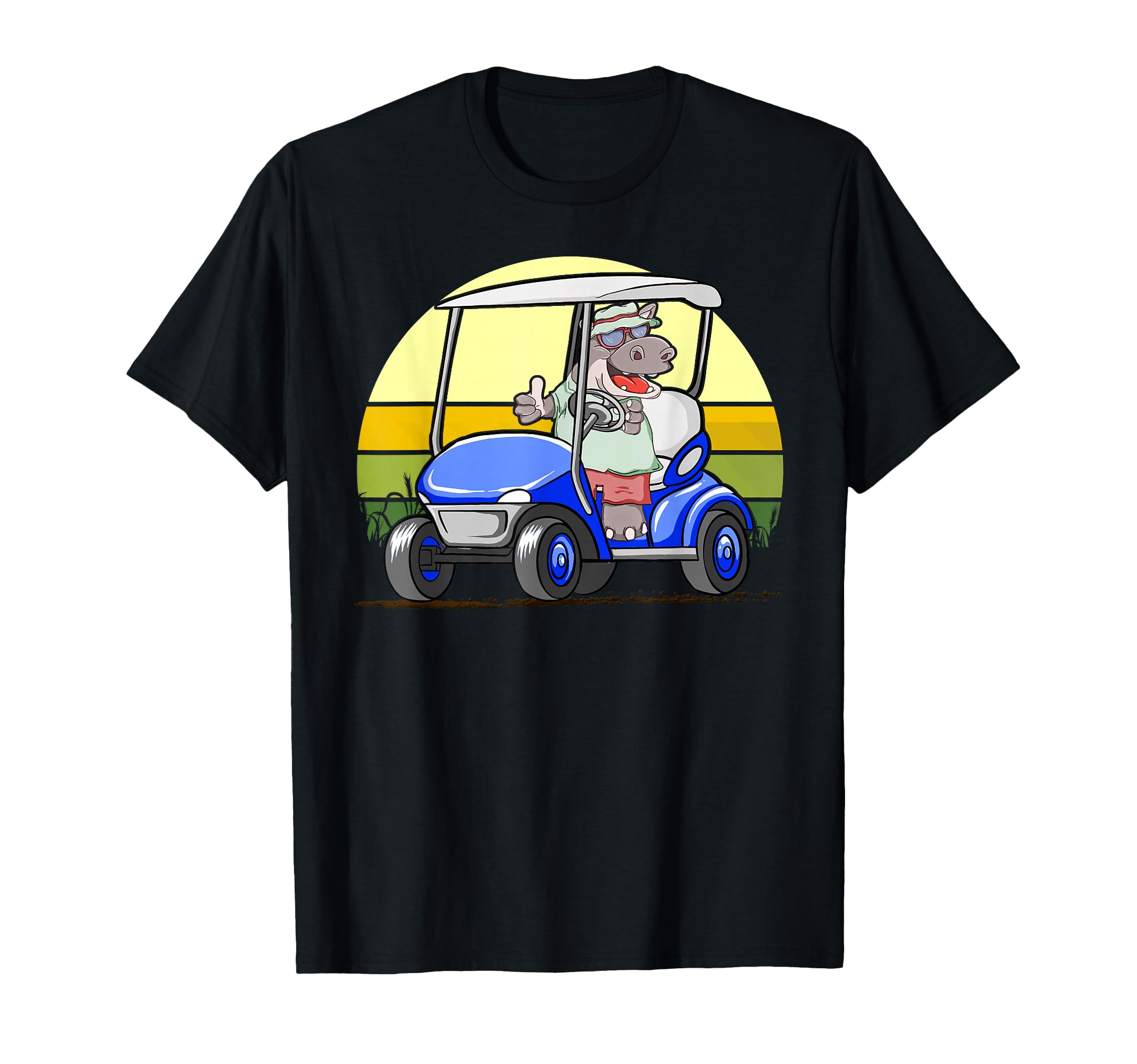Funny Friendly Hippo Blue Golf Cart T-Shirt - Aesthetic Graphic Men Women - T-Shirt, Sweatshirt, Hoodie