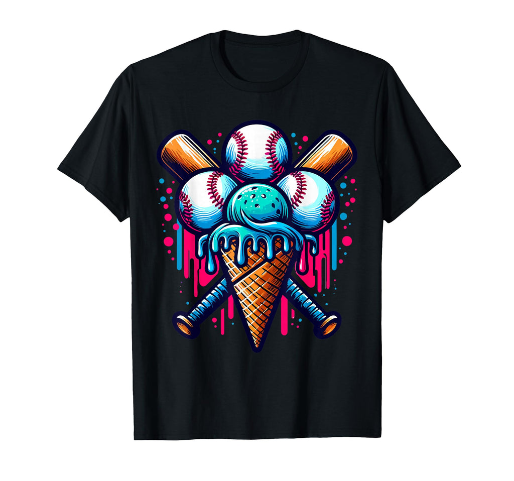 Baseball Ice Cream Watercolor Sports T-Shirt - Minimalist Print Men Women - T-Shirt, Sweatshirt, Hoodie