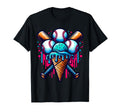 Baseball Ice Cream Watercolor Sports T-Shirt - Minimalist Print Men Women - T-Shirt, Sweatshirt, Hoodie