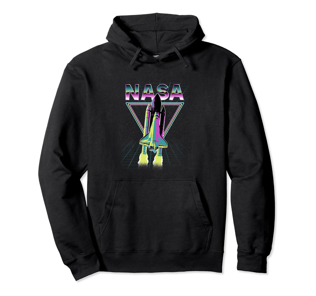 Nasa Iconic Space Shuttle Neon 80S Hoodie - Minimalist Print for Adults - T-Shirt, Sweatshirt, Hoodie