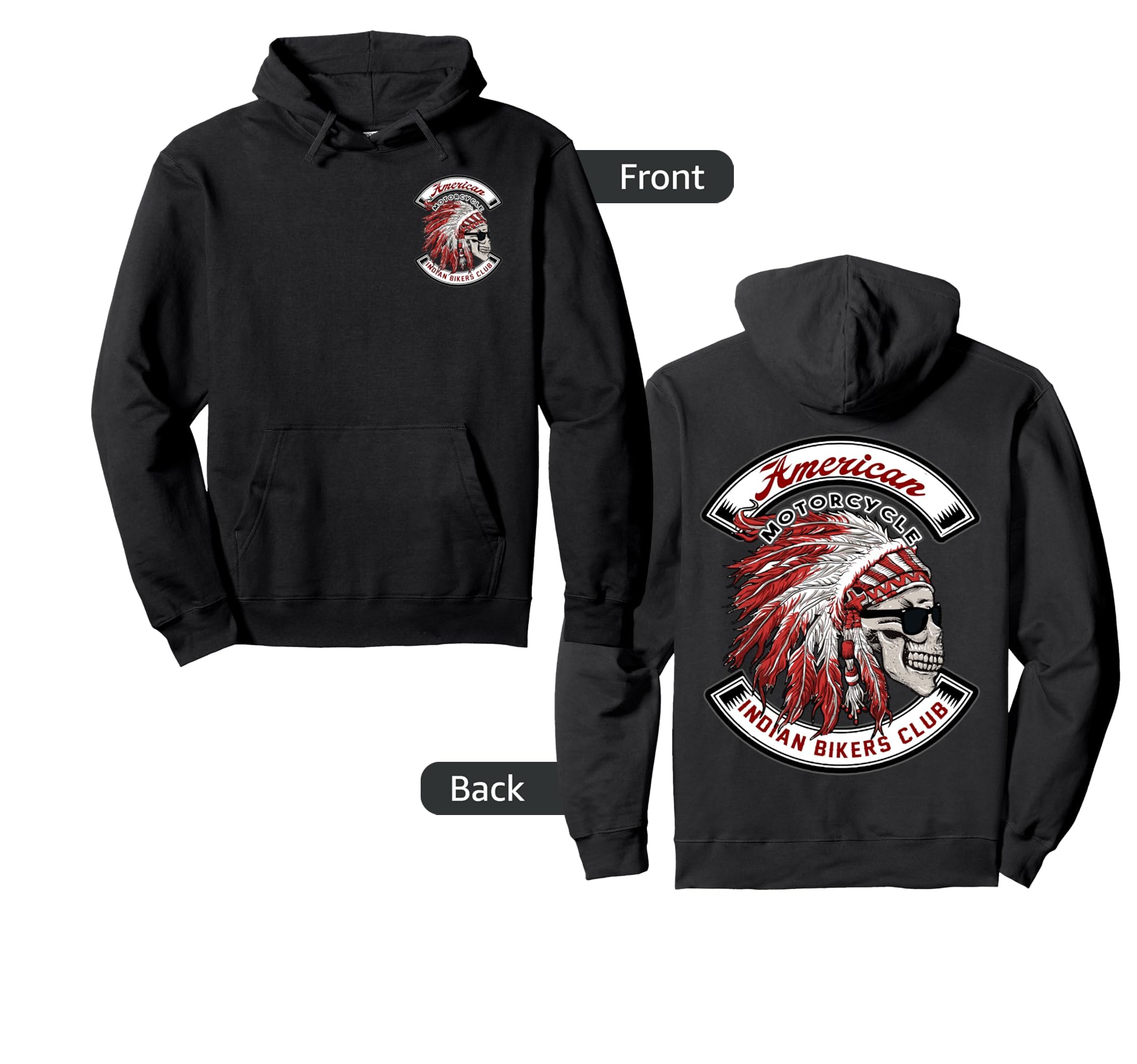 American Motorcycle Indian Bikers Club Hoodie - Custom Art Print Unisex - T-Shirt, Sweatshirt, Hoodie