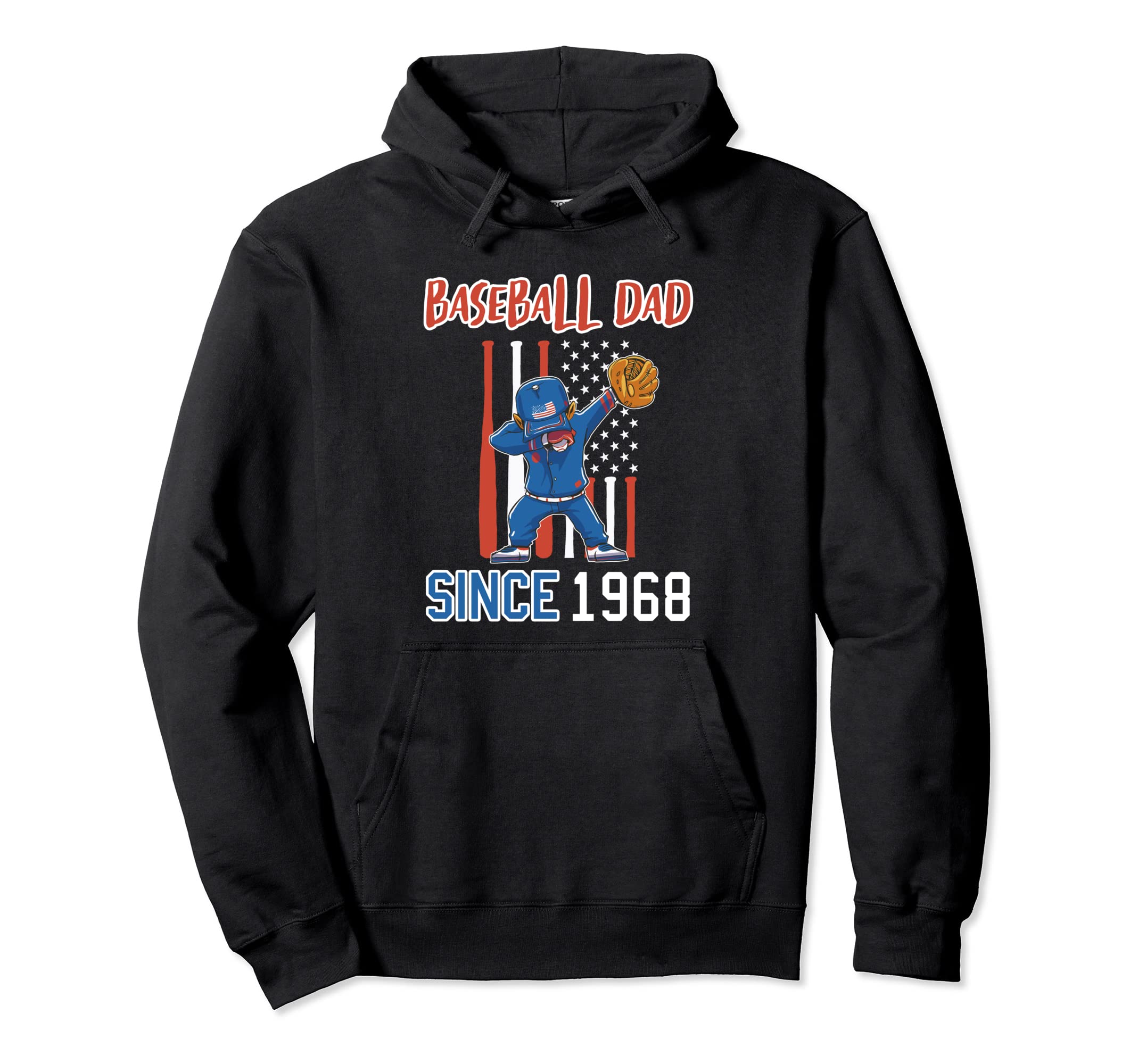 Baseball Dad Since 1968 Hoodie - Novelty Apparel for Adults - T-Shirt, Sweatshirt, Hoodie