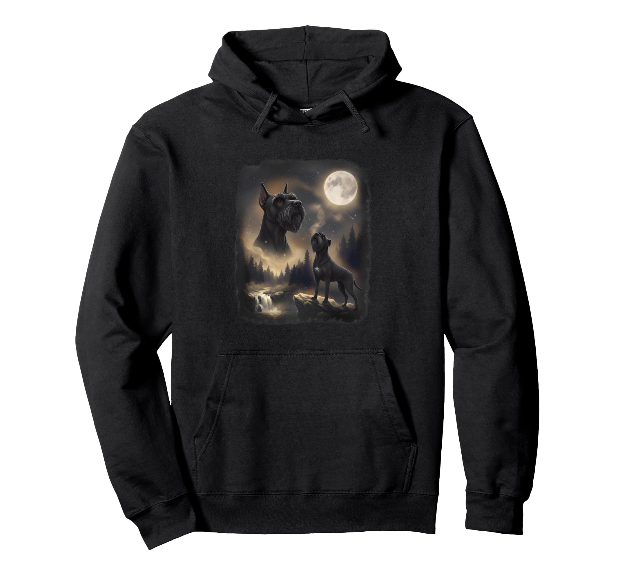 Giant Schnauzer Howling To Moon 90S Hoodie - Fun Novelty Design Unisex - T-Shirt, Sweatshirt, Hoodie