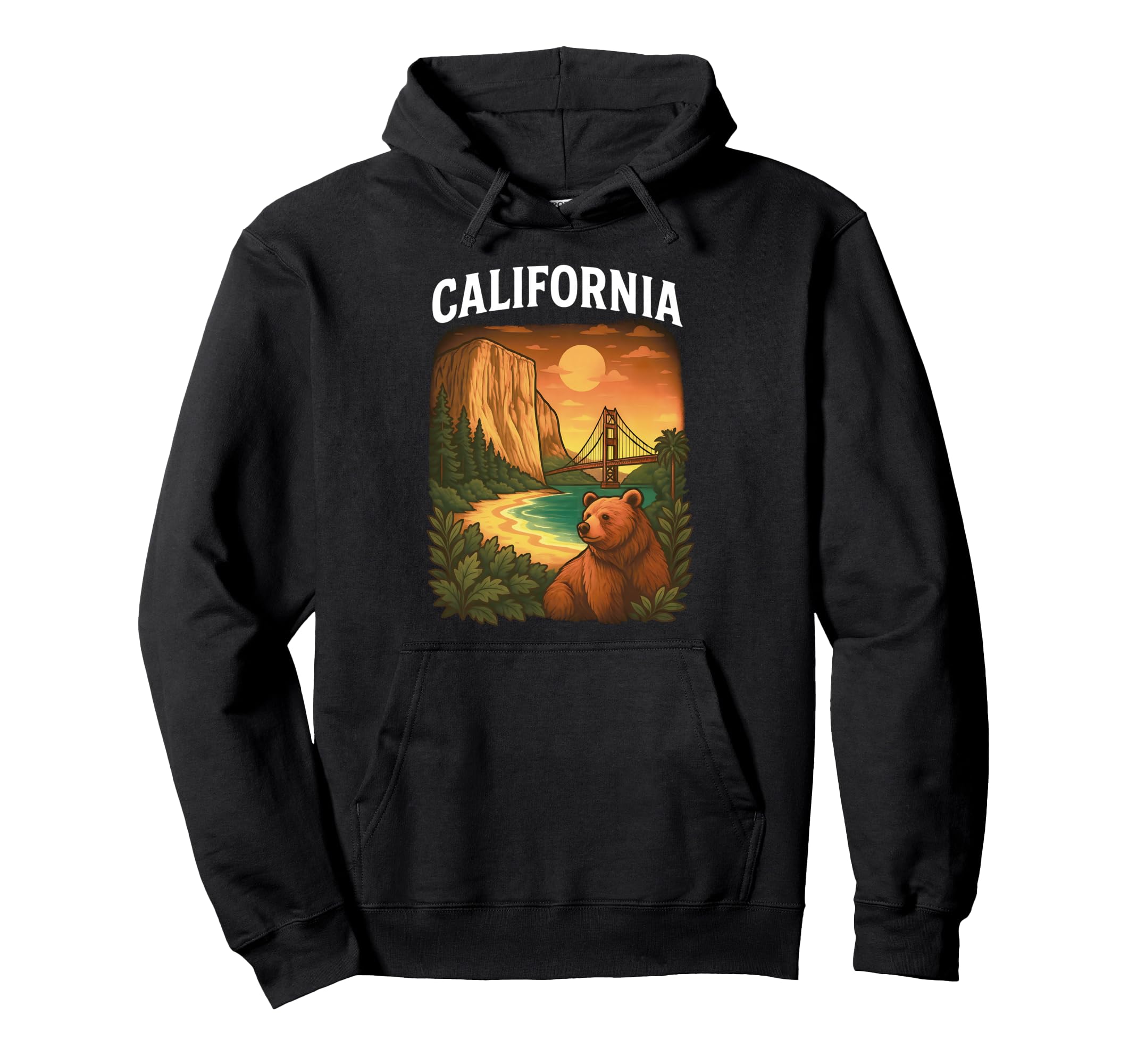 California Bear Golden Gate Yosemite Hoodie - Minimalist Print for Adults - T-Shirt, Sweatshirt, Hoodie