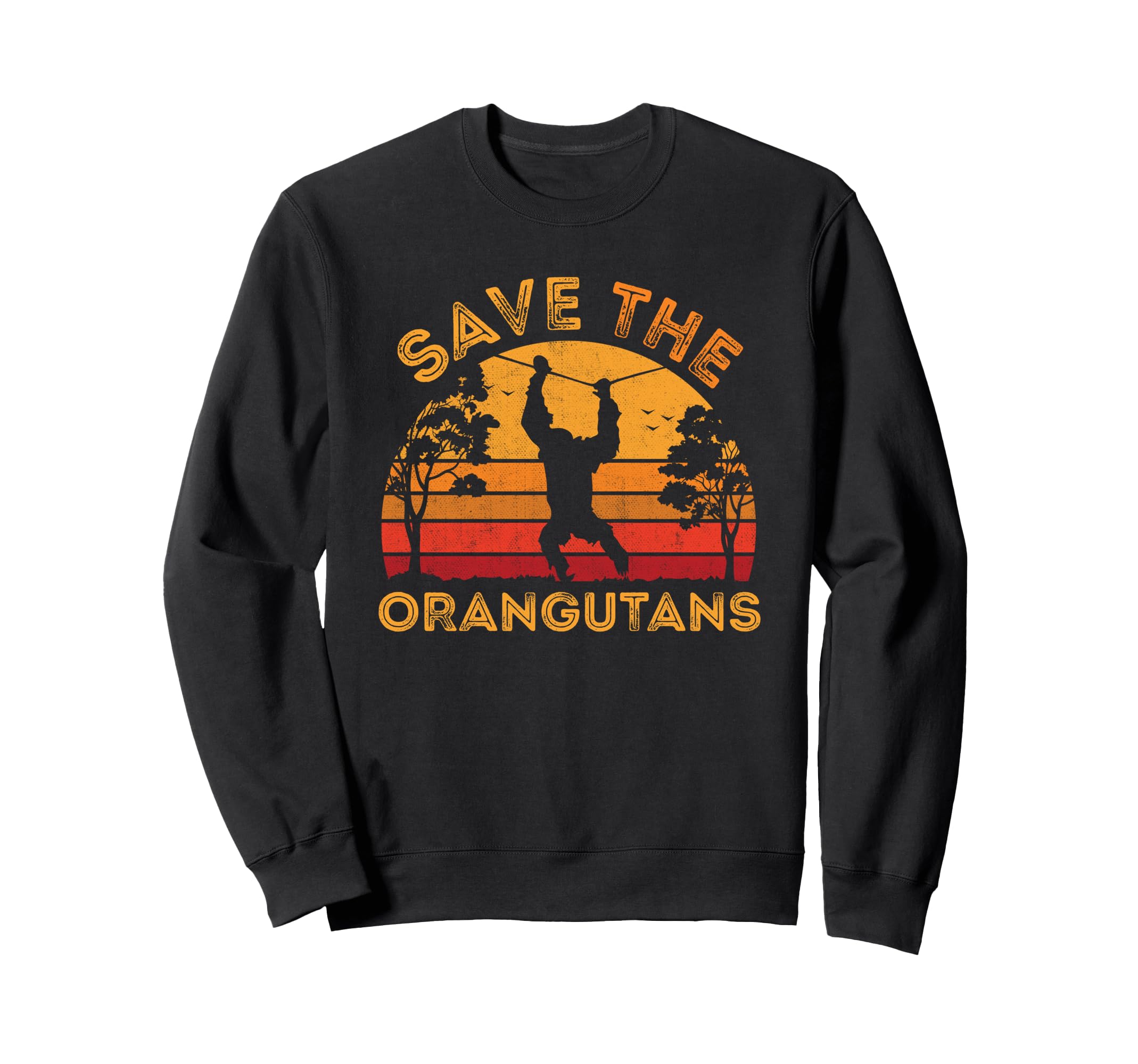 Save Orangutans Color Distressed Sweatshirt - Aesthetic Graphic Men Women - T-Shirt, Sweatshirt, Hoodie