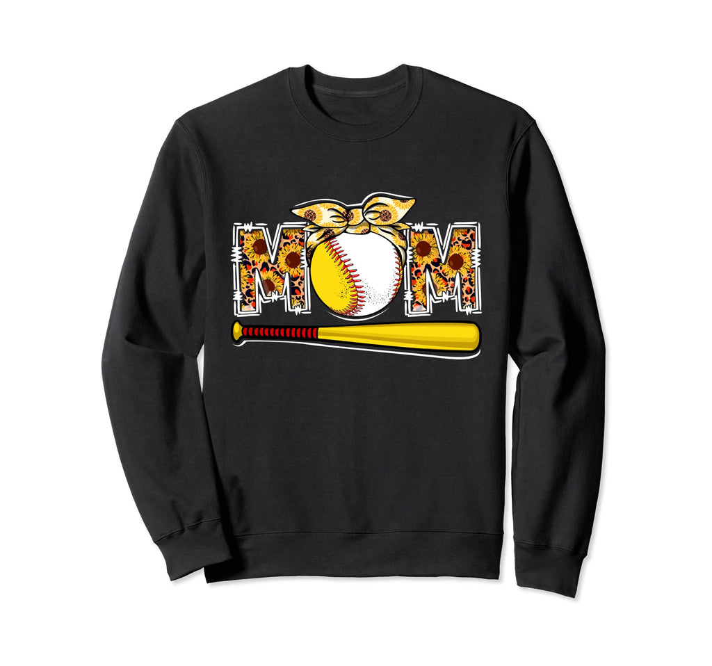 Baseball Mom Leopard Sunflower Mothers Sweatshirt - Trendy Graphic Unisex - T-Shirt, Sweatshirt, Hoodie